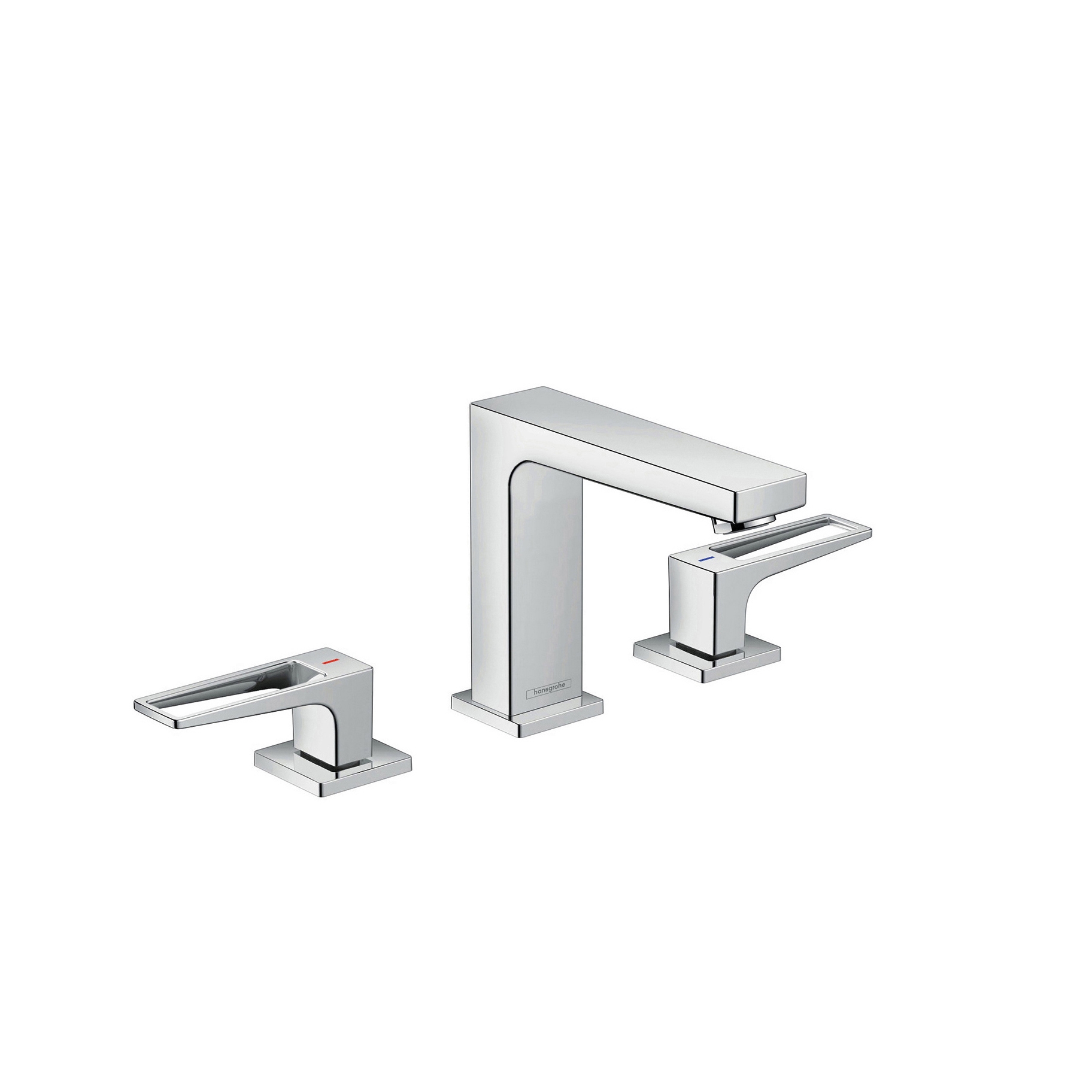 Display product hansgrohe Metropol 3-hole basin mixer 110 with loop handles and push-open waste set from manufacturer Hansgrohe