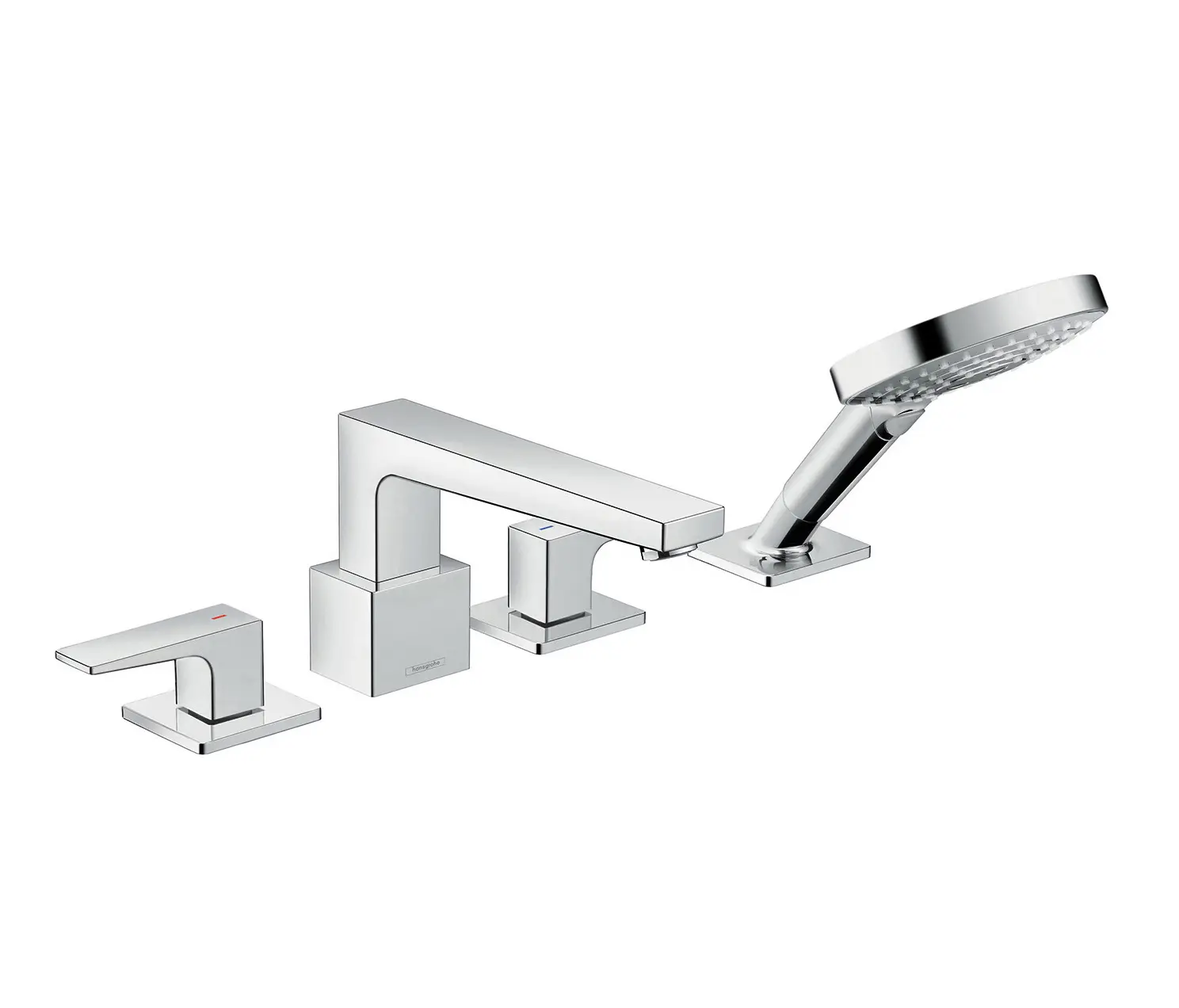 Hansgrohe - hansgrohe Metropol Grifería de 4 agujeros para borde de bañera con manecilla plana