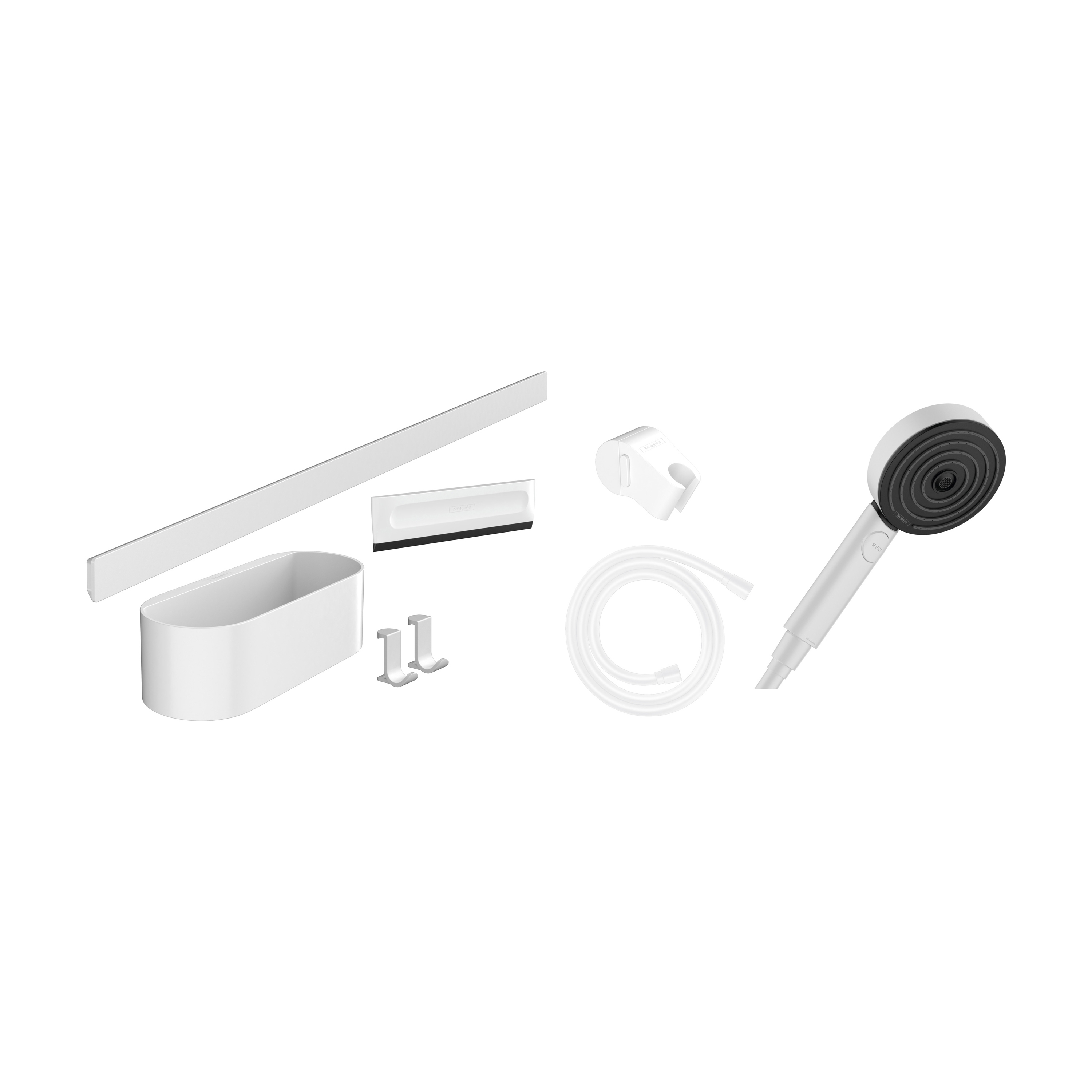 hansgrohe WallStoris Bundle Handbrause 105 3jet Activation EcoSmart, Brausestange 70 cm und Aufbewahrungsset