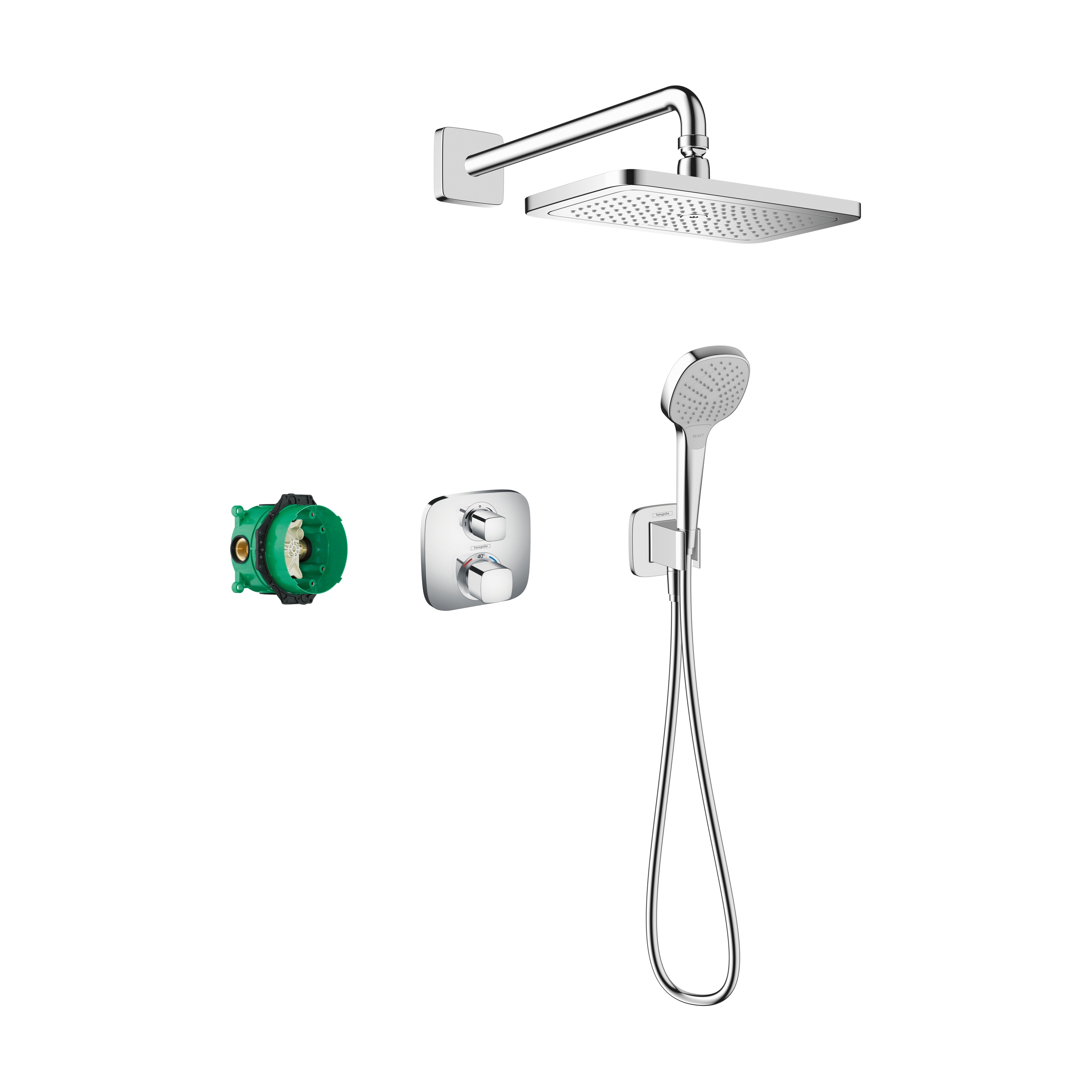 Display product hansgrohe Croma E Shower system 280 1jet with Ecostat E from manufacturer Hansgrohe