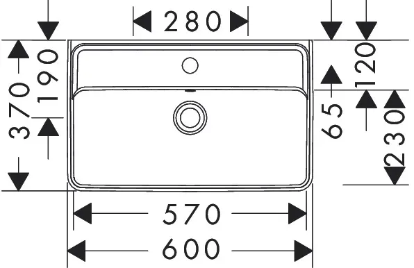 Hansgrohe - Xanuia Q Wash basin Compact 600/370 with tap hole and overflow
