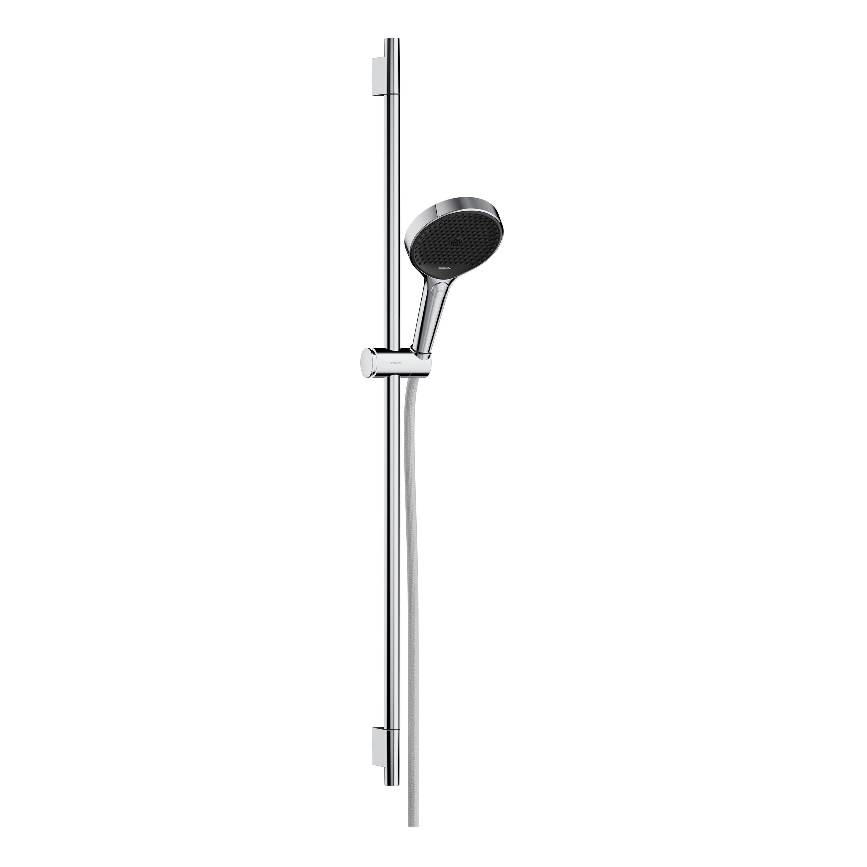 Display product Rainfinity Shower set 130 3jet EcoSmart with shower bar S Puro 90 cm, push slider and Designflex textile shower hose 160 cm from manufacturer Hansgrohe