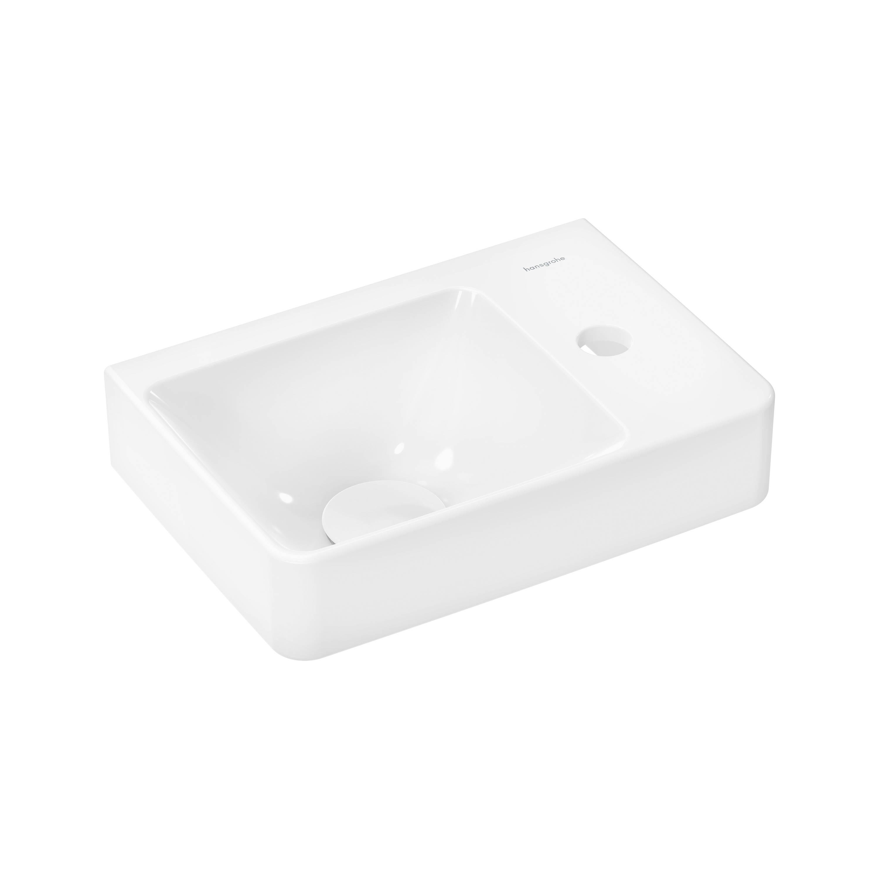 Display product Xelu Q Handrinse basin with shelf right 360/250 with tap hole without overflow, SmartClean from manufacturer Hansgrohe
