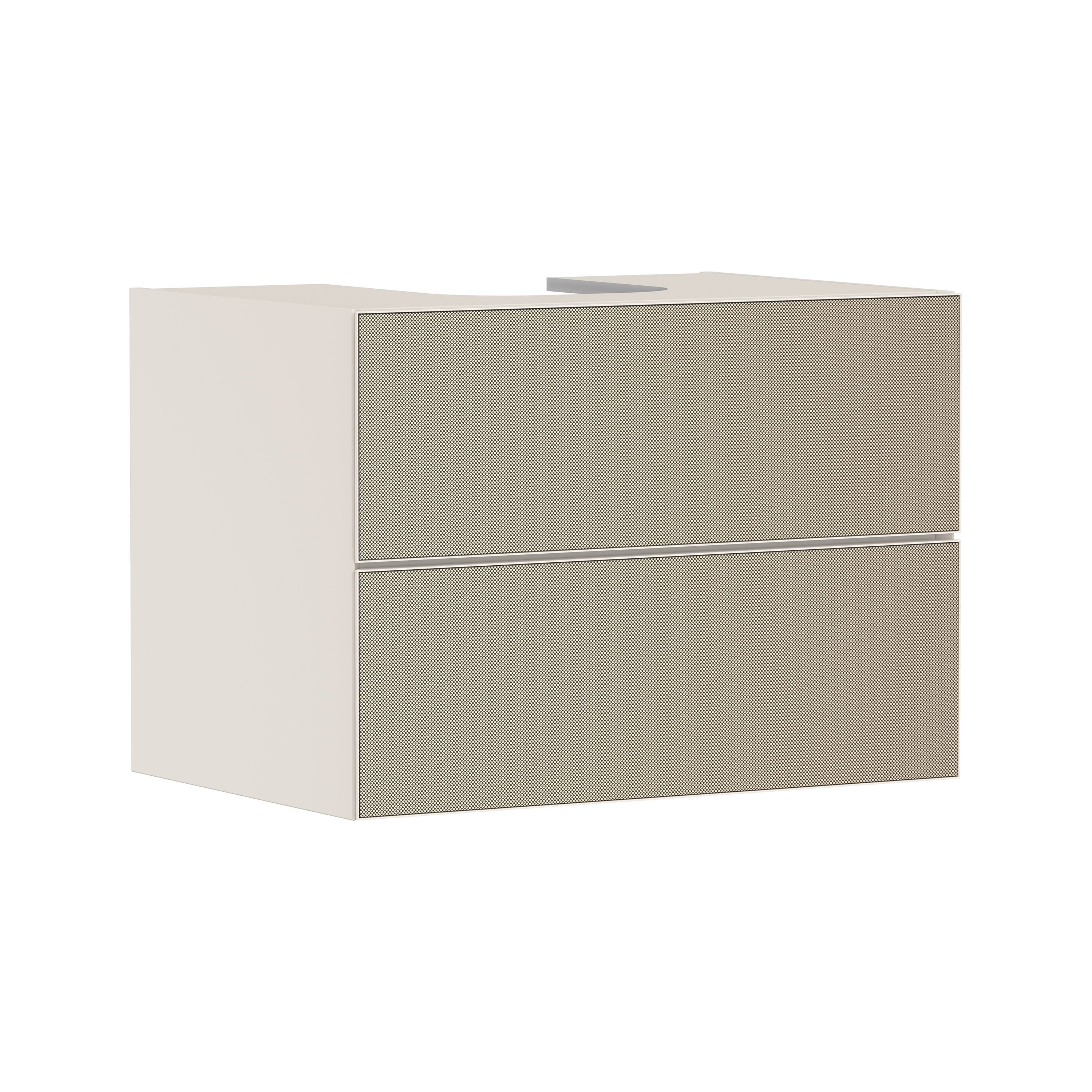 Display product Xevolos E Vanity unit Sand Matt Beige 780/550 with 2 drawers for console with cutout middle from manufacturer Hansgrohe