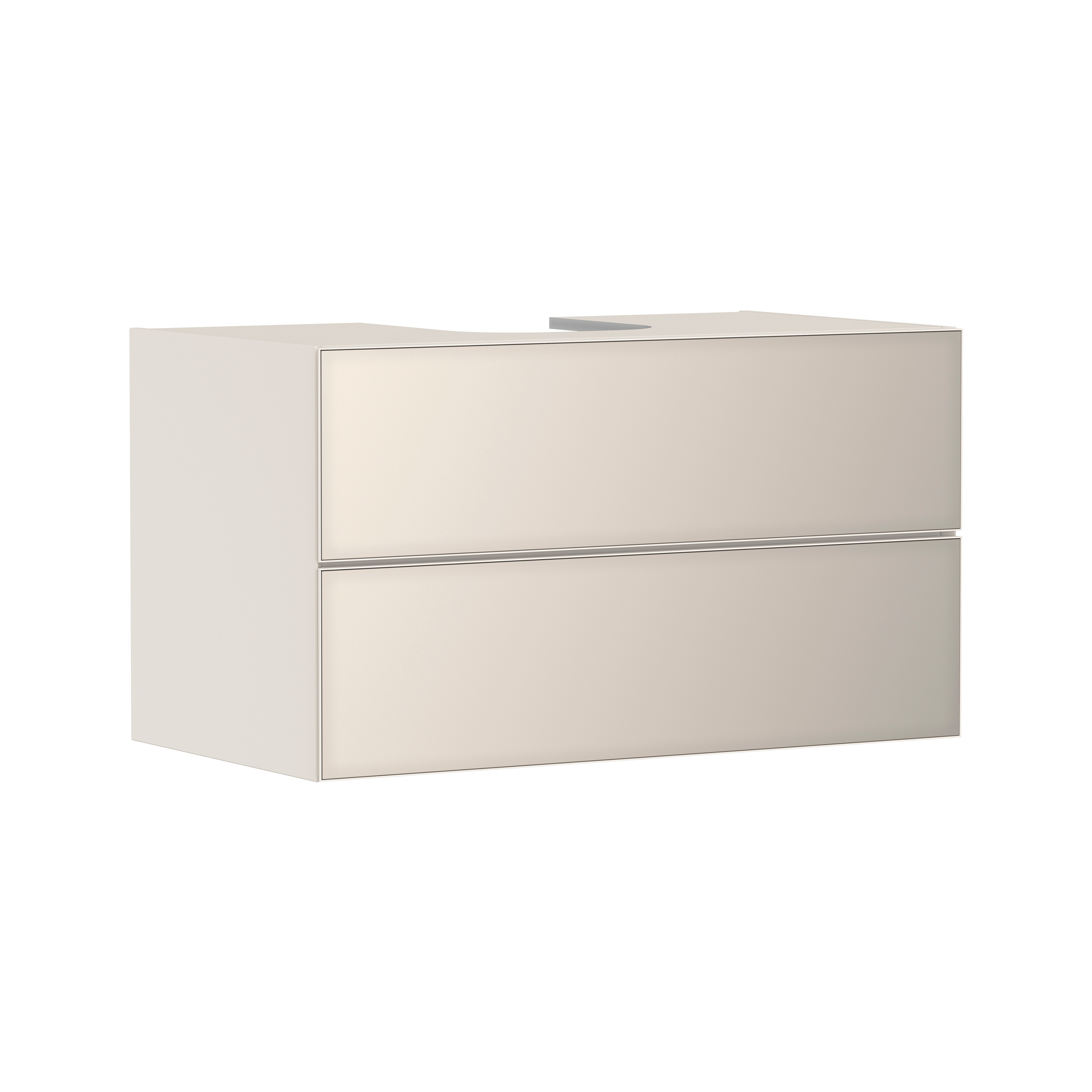 Display product Xevolos E Vanity unit Sand Matt Beige 980/550 with 2 drawers for console with cutout middle from manufacturer Hansgrohe