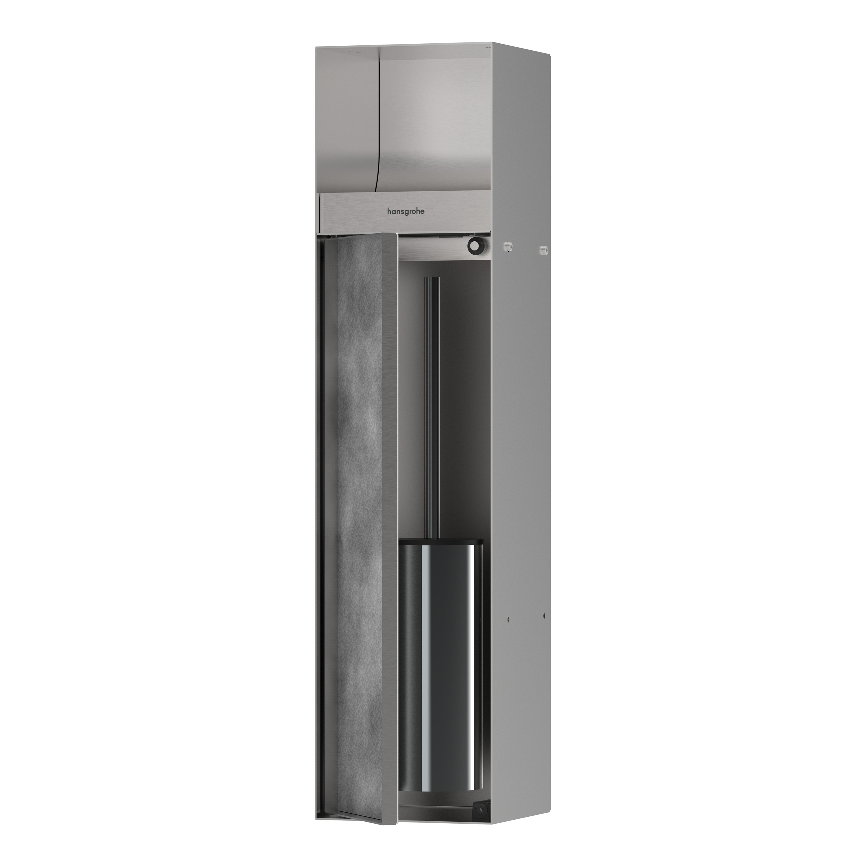 Mostra il prodotto XtraStoris Rock Recessed toilet brush holder with toilet paper holder and tileable door del produttore Hansgrohe