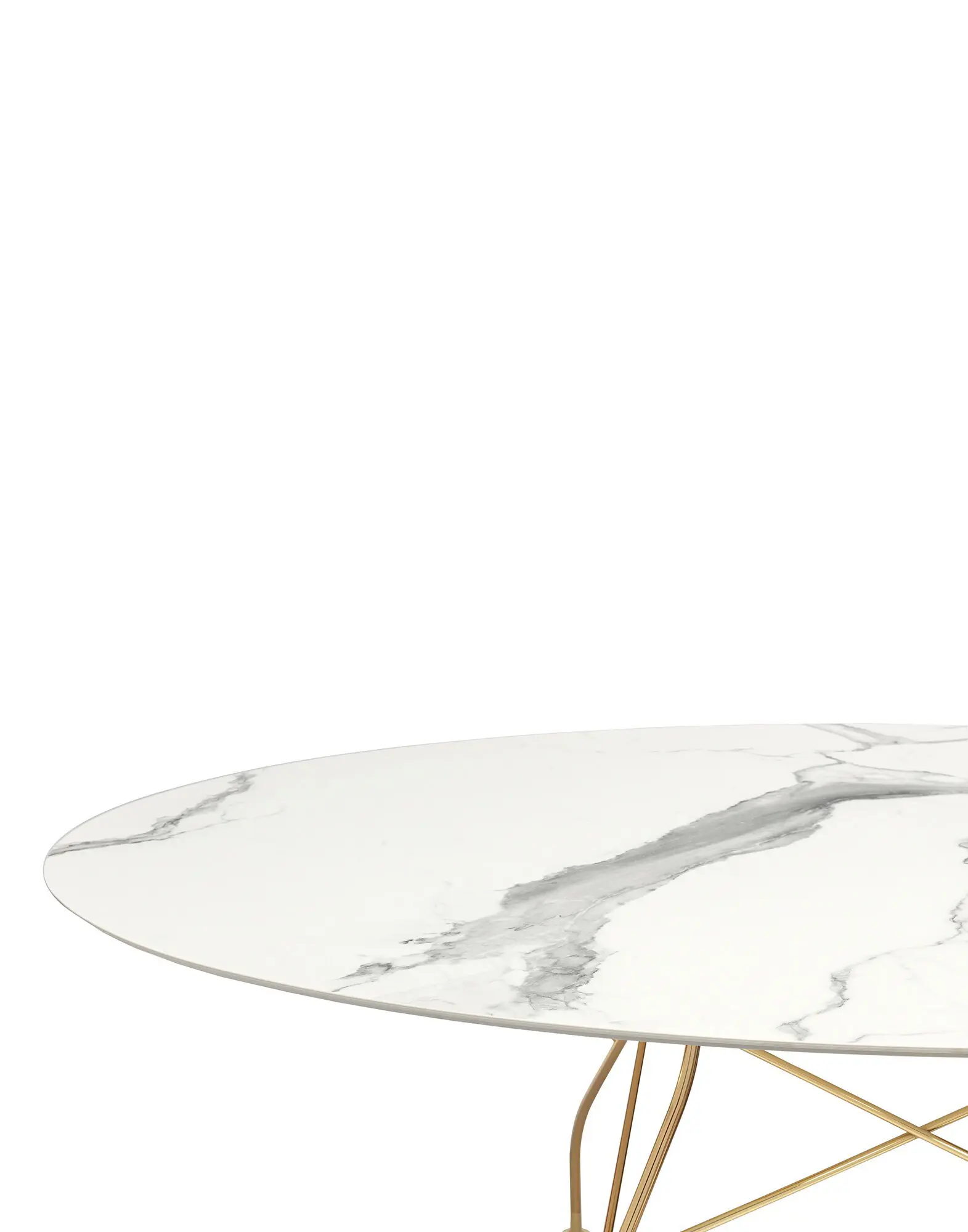 Kartell - Glossy Marble Oval Bianco Structure: Gold Chrome Steel
