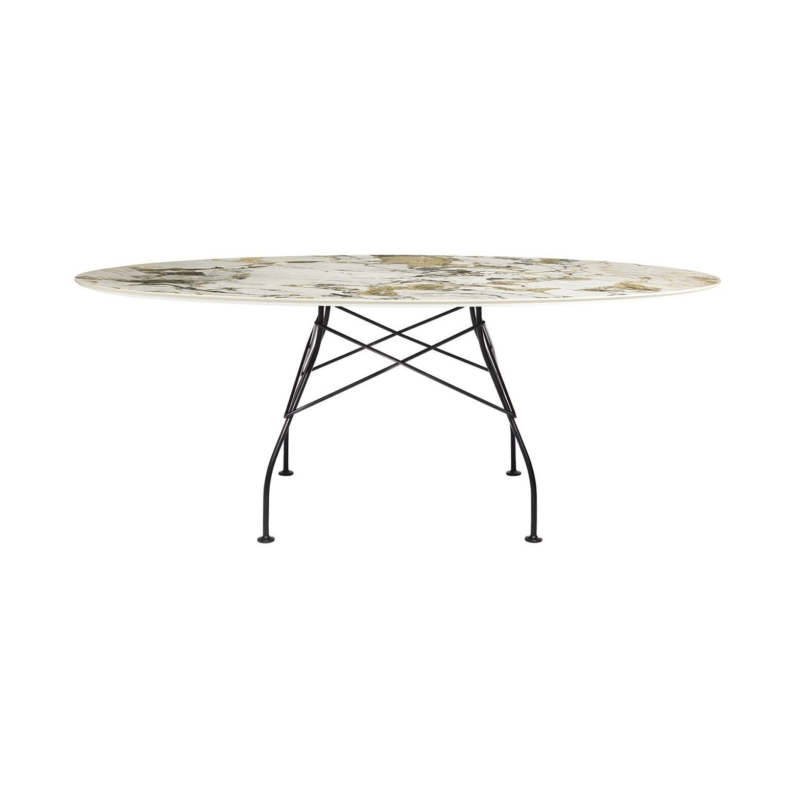 Glossy Marble Oval Symphonie Structure: Matt Black Painteed Steel