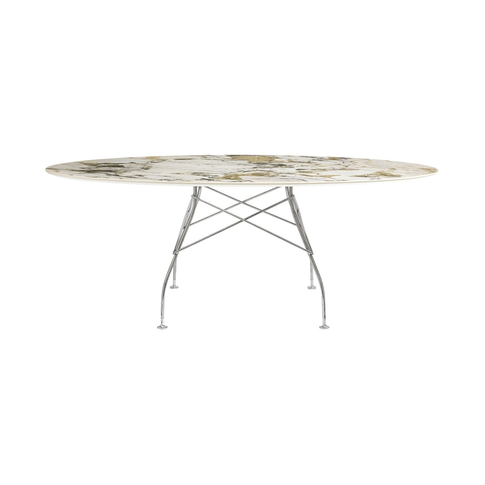Glossy Marble Oval Symphonie Structure: Chrome Steel