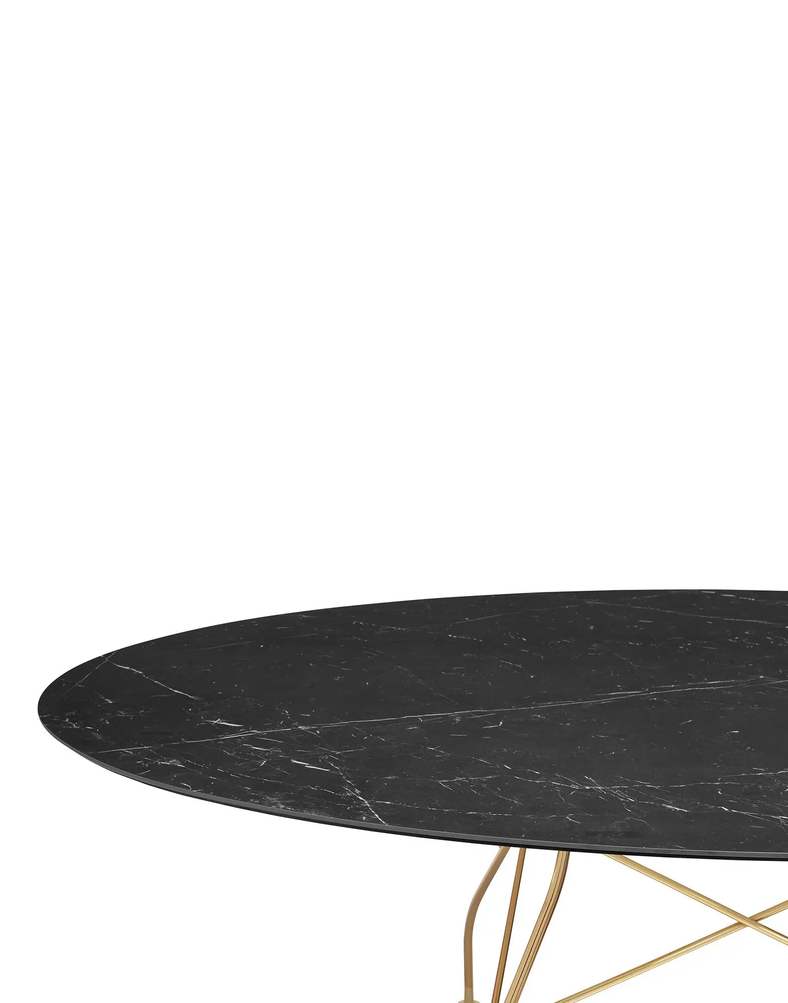 Kartell - Glossy Marble Oval Black Structure: Gold Chrome Steel