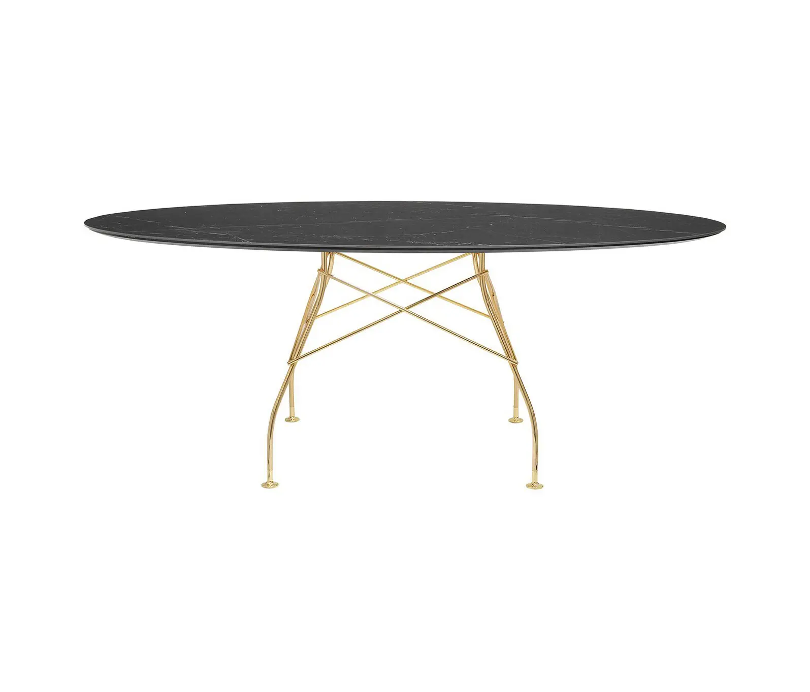 Kartell - Glossy Marble Oval Black Structure: Gold Chrome Steel