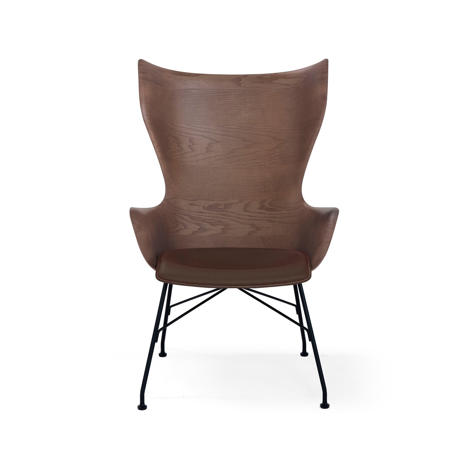 K/Wood Legno Slatted Ash E Pelle Legno Scuro / Nero