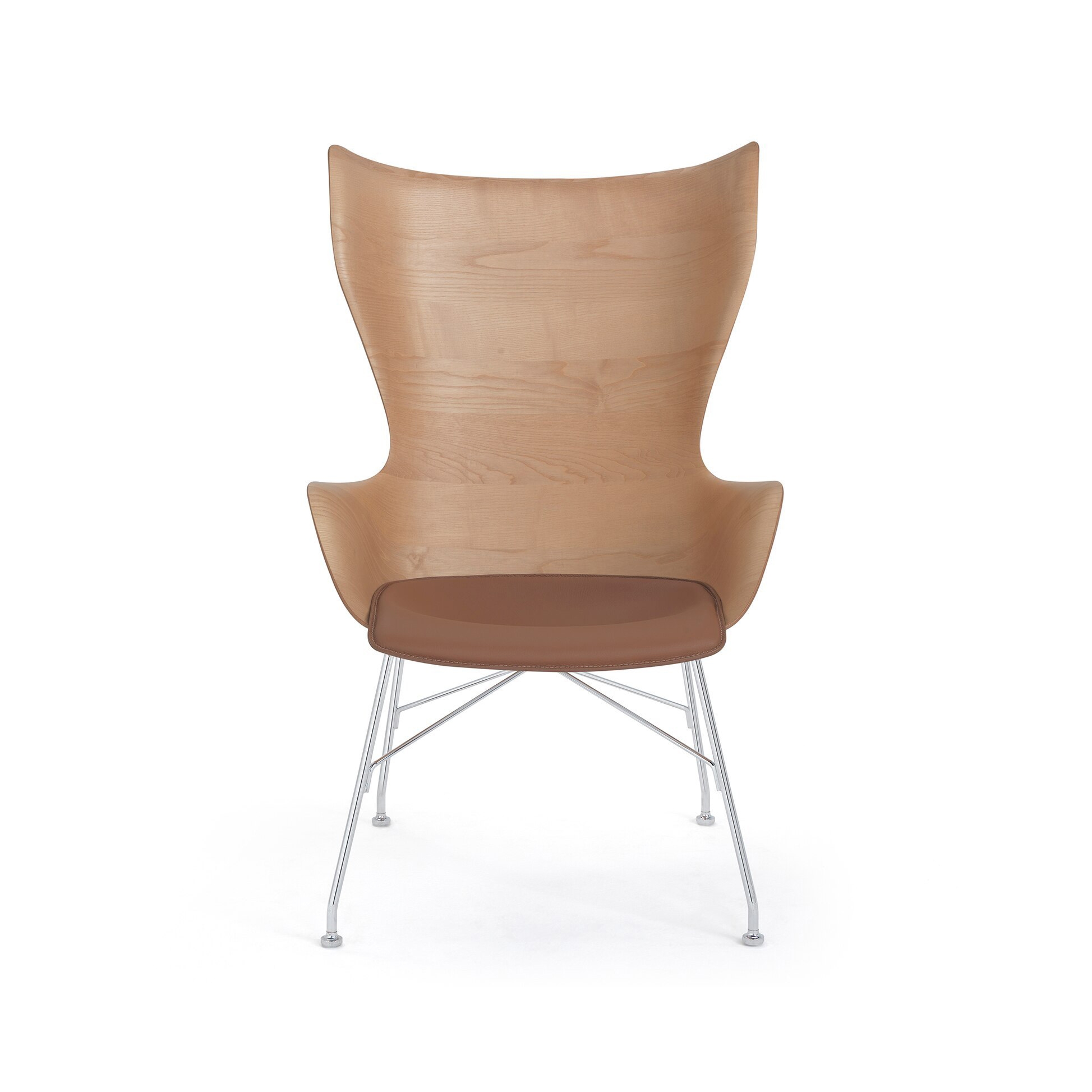 K/Wood Legno Slatted Ash E Pelle Legno Chiaro / Cromo