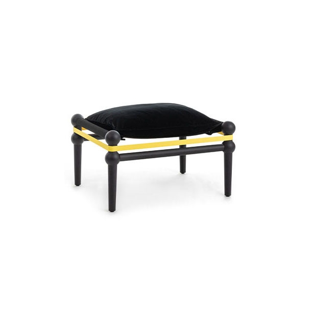 Twain | Ottoman - Black Beech - Black & White