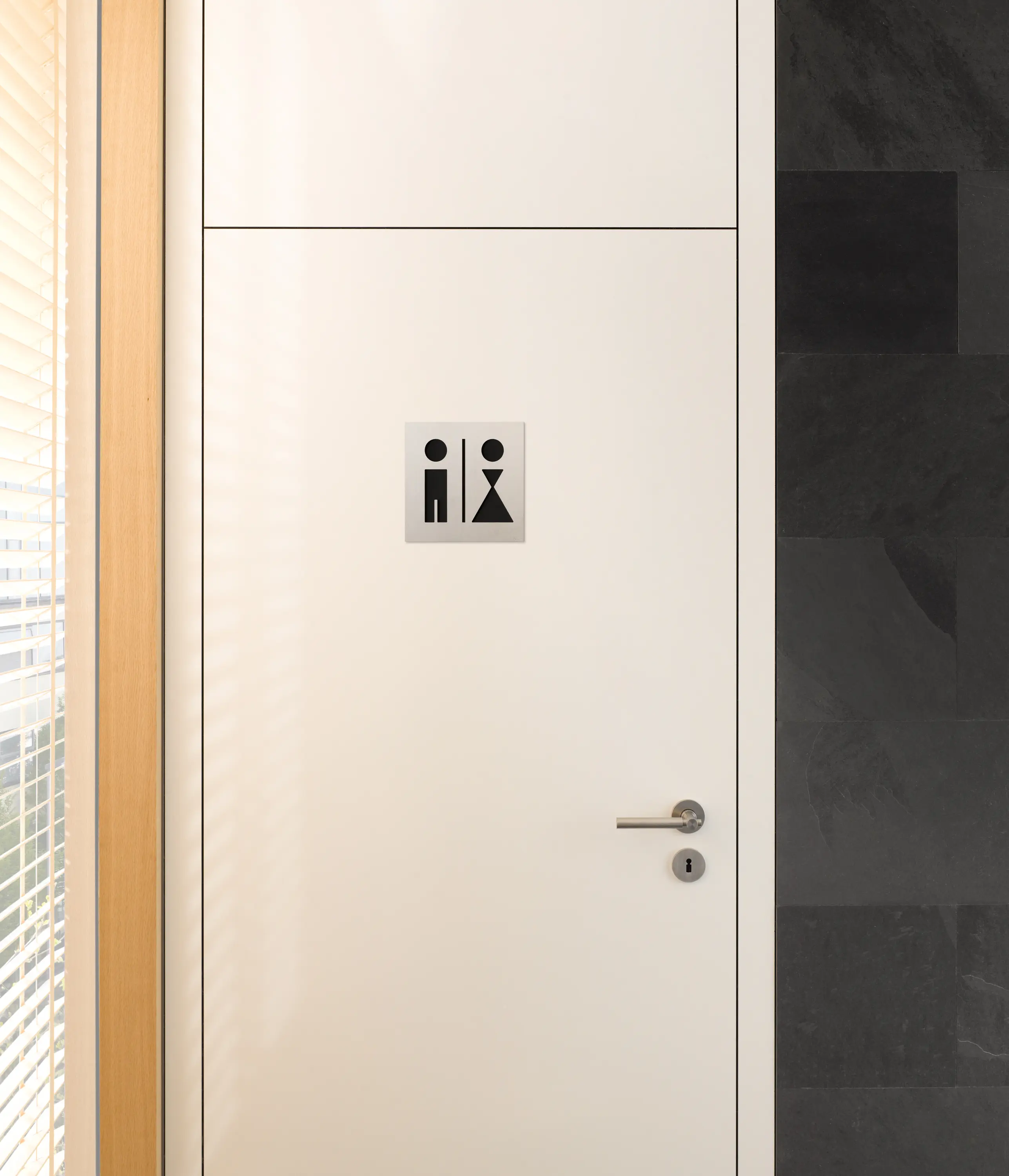 PHOS Design - Cartello WC combinato, sedia a rotelle con freccia rivolta a destra