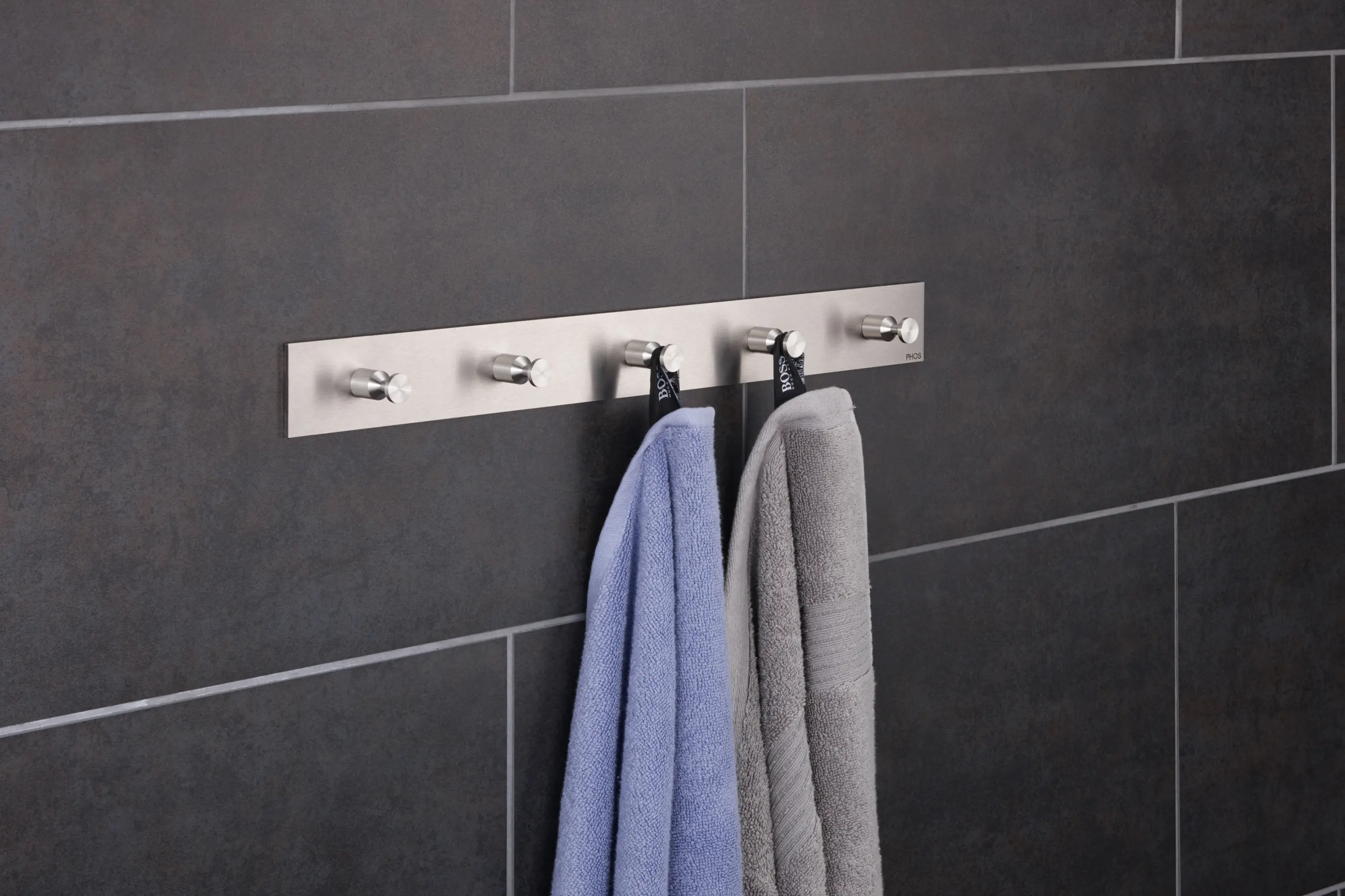 PHOS Design - Hook rail, plain - 50 cm, 5 conical hooks