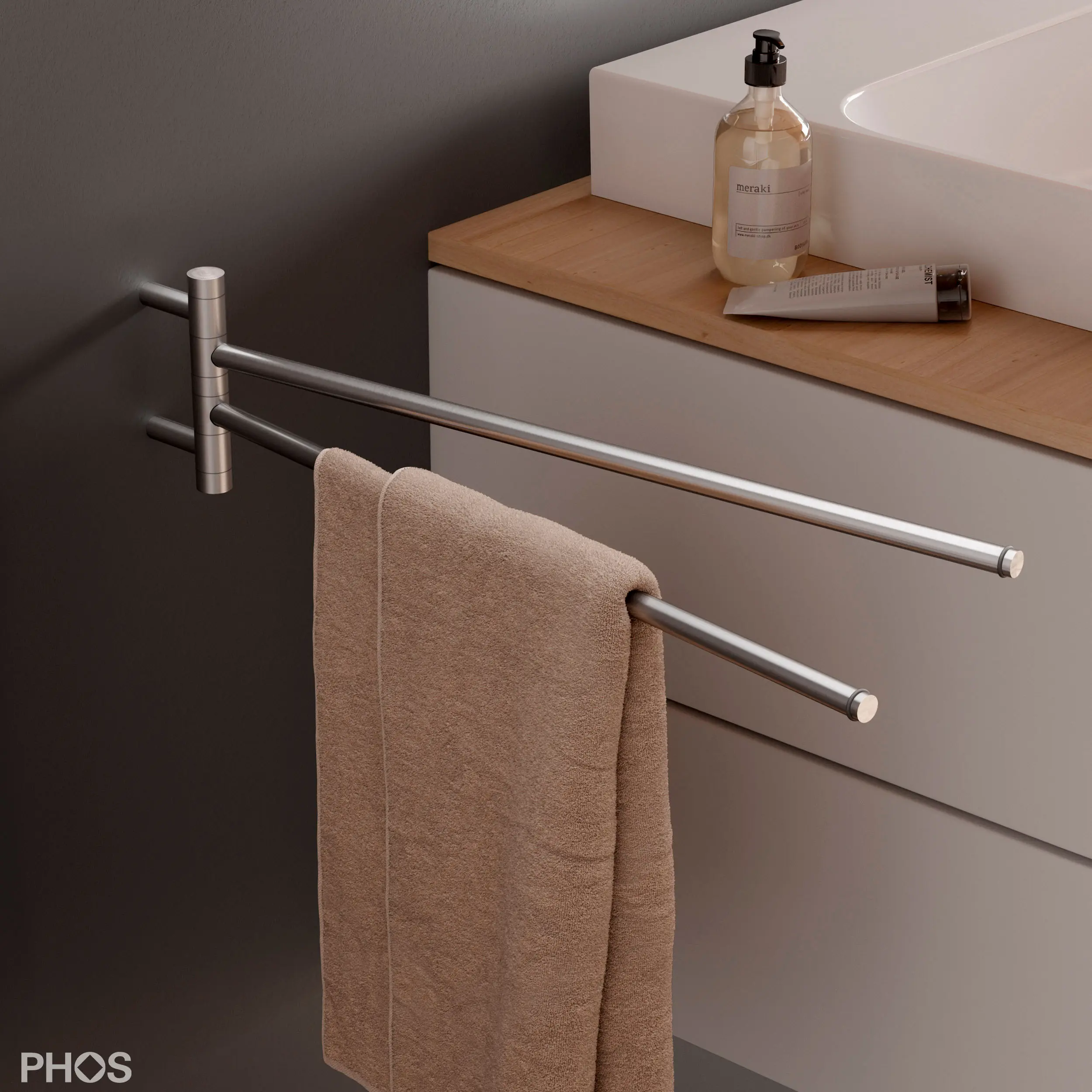 PHOS Design - Swivel double towel rail for two towels