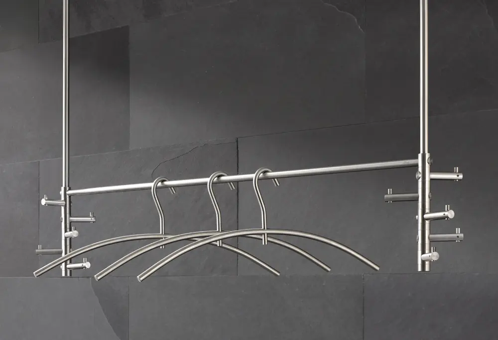 PHOS Design - Hanging coat rack with clothes rail, 10 swivel hooks