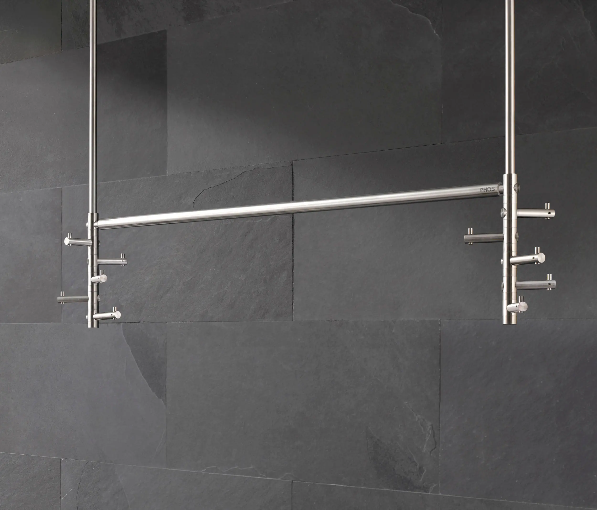 PHOS Design - Hanging coat rack with clothes rail, 10 swivel hooks