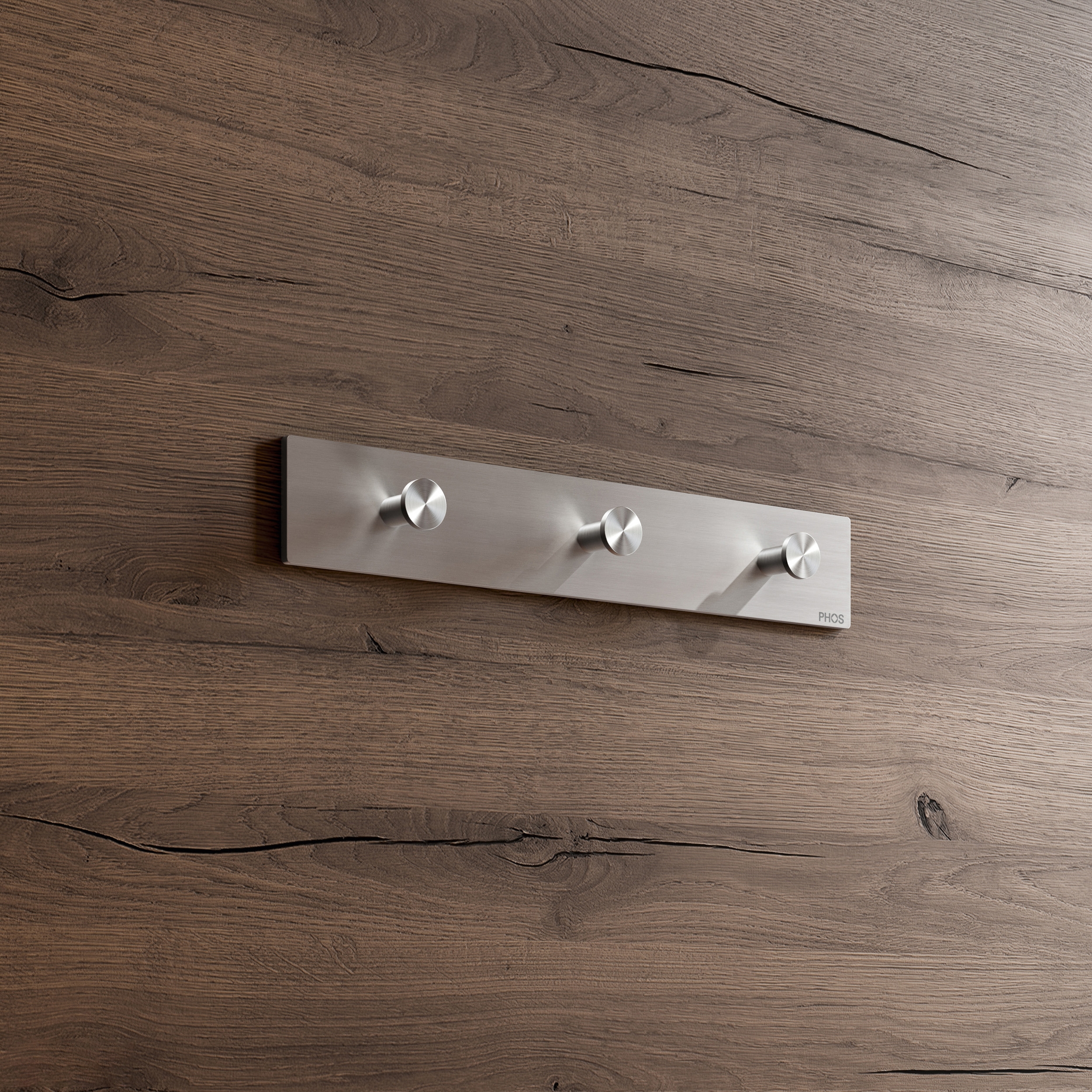 Vertoon produk Wardrobe hook rail, minimalist with 3 rod hooks van vervaardiger PHOS Design