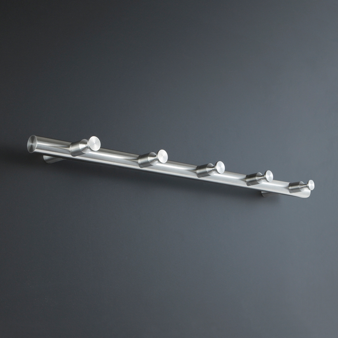 Display product Hook rail, plain, round bar with 5 conical hooks from manufacturer PHOS Design