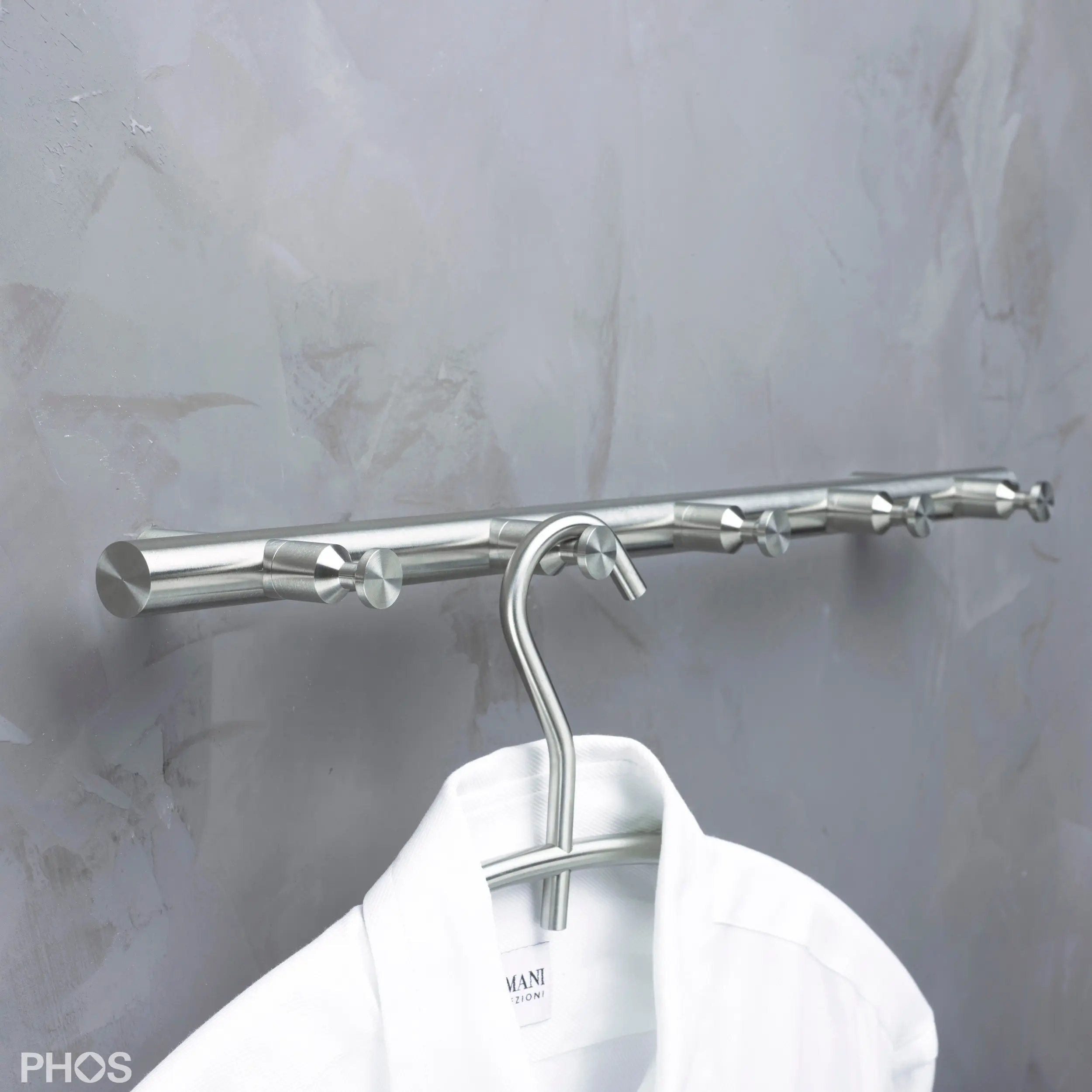 PHOS Design - Hook rail, plain, round bar with 5 conical hooks