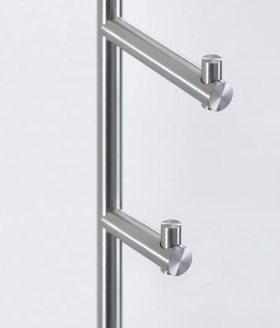 PHOS Design - Standing coat rack with 2 hooks, base plate in gray