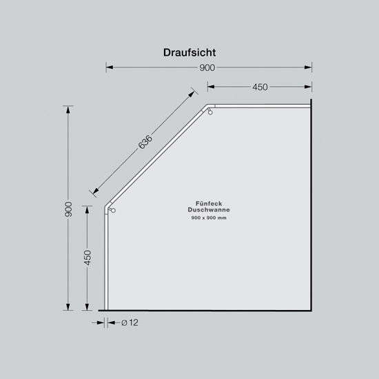 Mostra il prodotto Binario pentagonale per tende da doccia, 90x90 cm per montaggio a vite del produttore PHOS Design