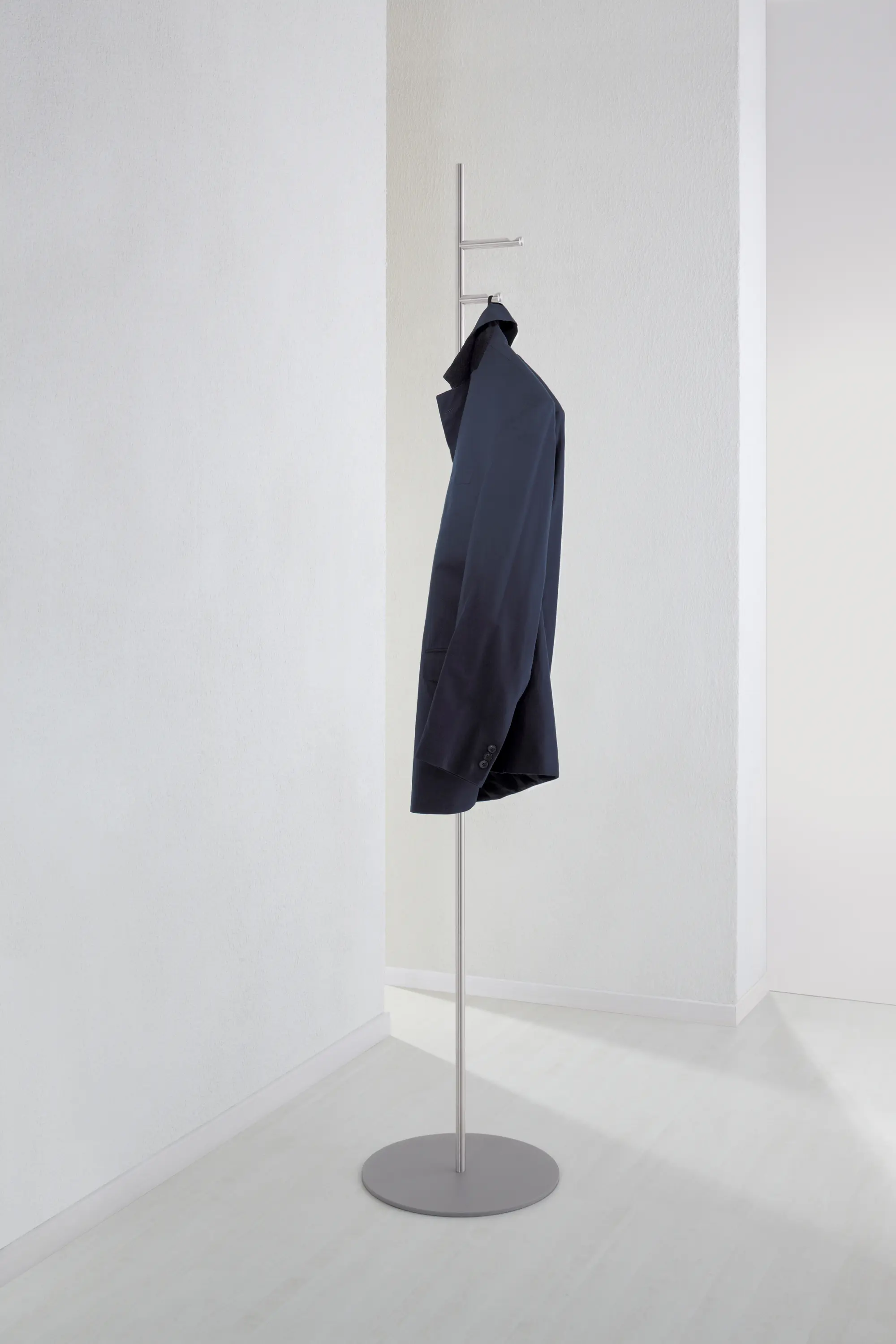 PHOS Design - Standing coat rack, 2 concave hooks, gray base plate