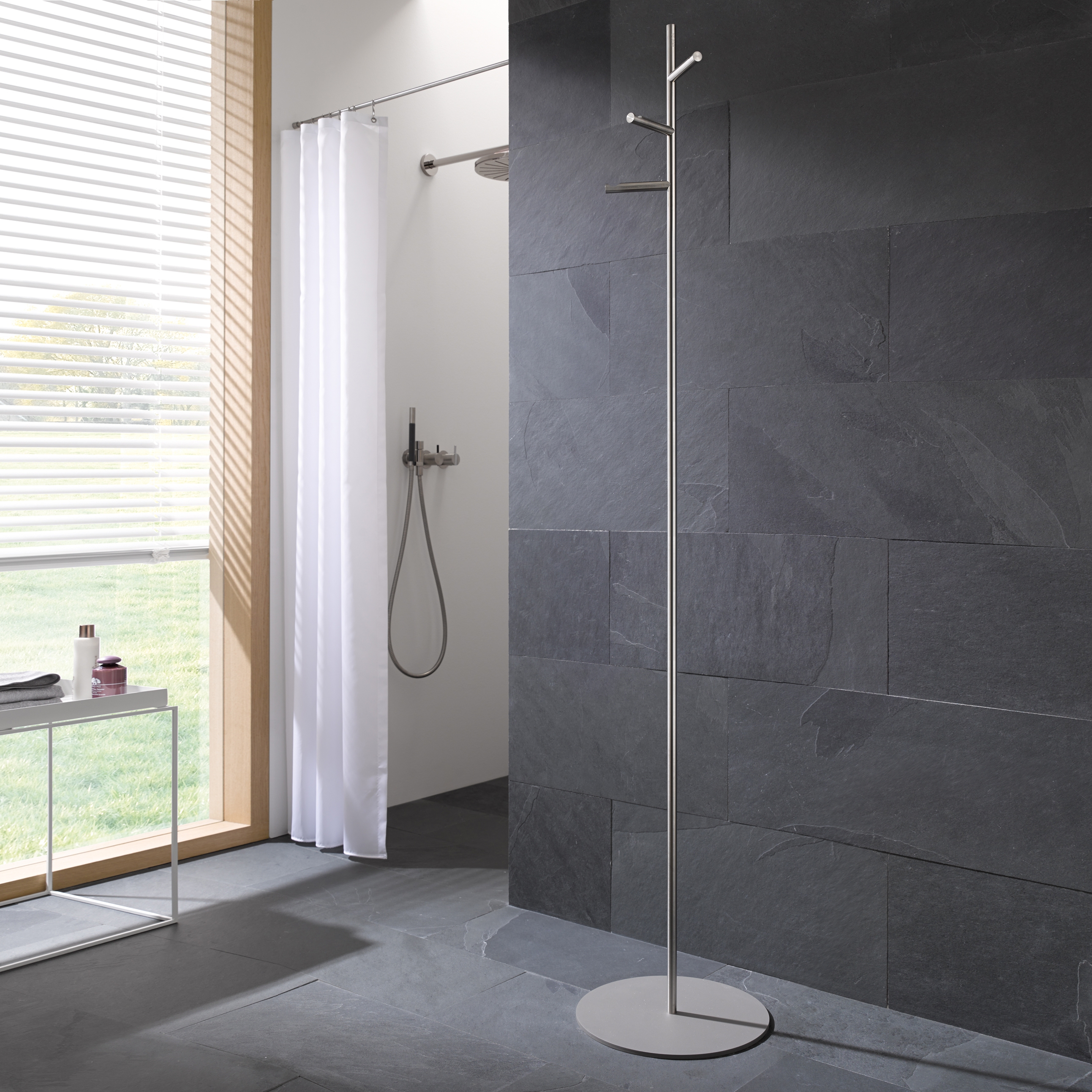 Display product Helix 3V towel rack with 3 concave hooks, base plate: gray. from manufacturer PHOS Design
