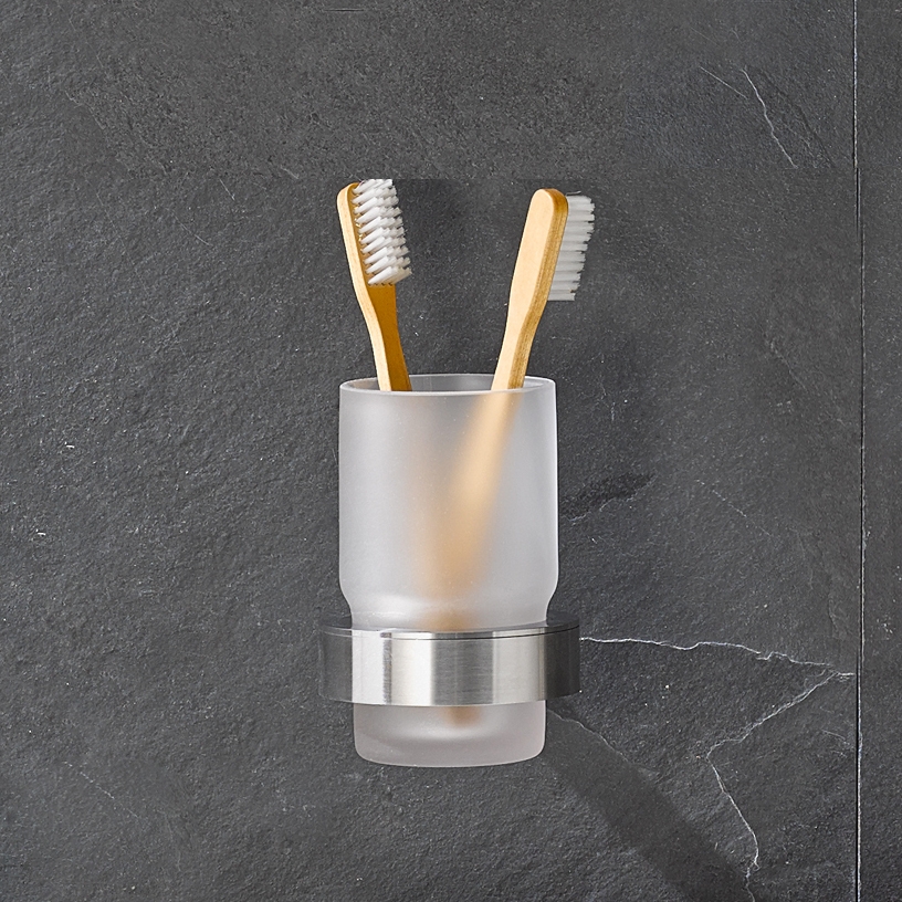Mostra il prodotto Supporto a parete in acciaio inox per vaschette portaspazzolino per montaggio a vite del produttore PHOS Design