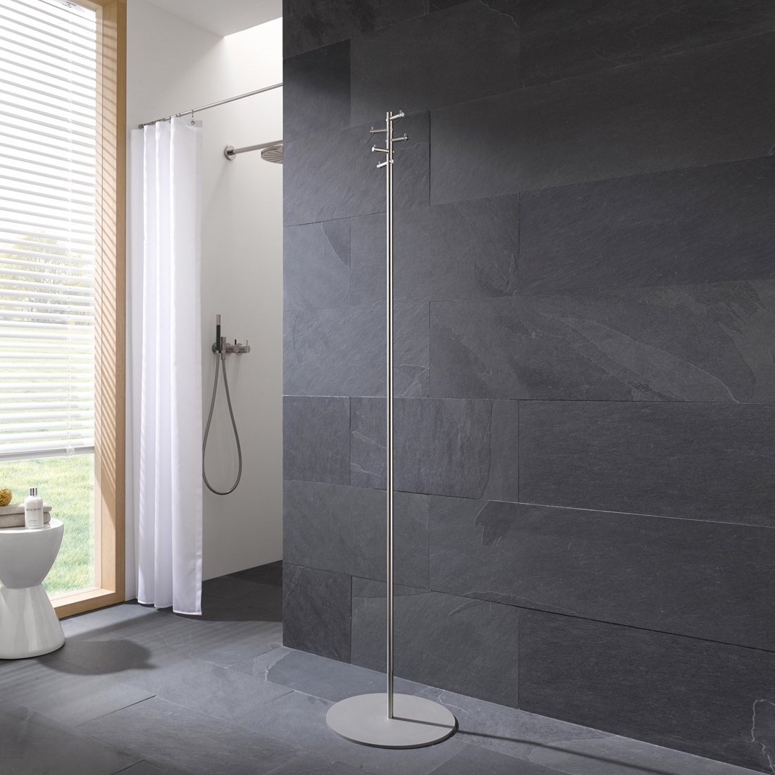 Display product Minimalist free-standing wardrobe, gray base plate from manufacturer PHOS Design