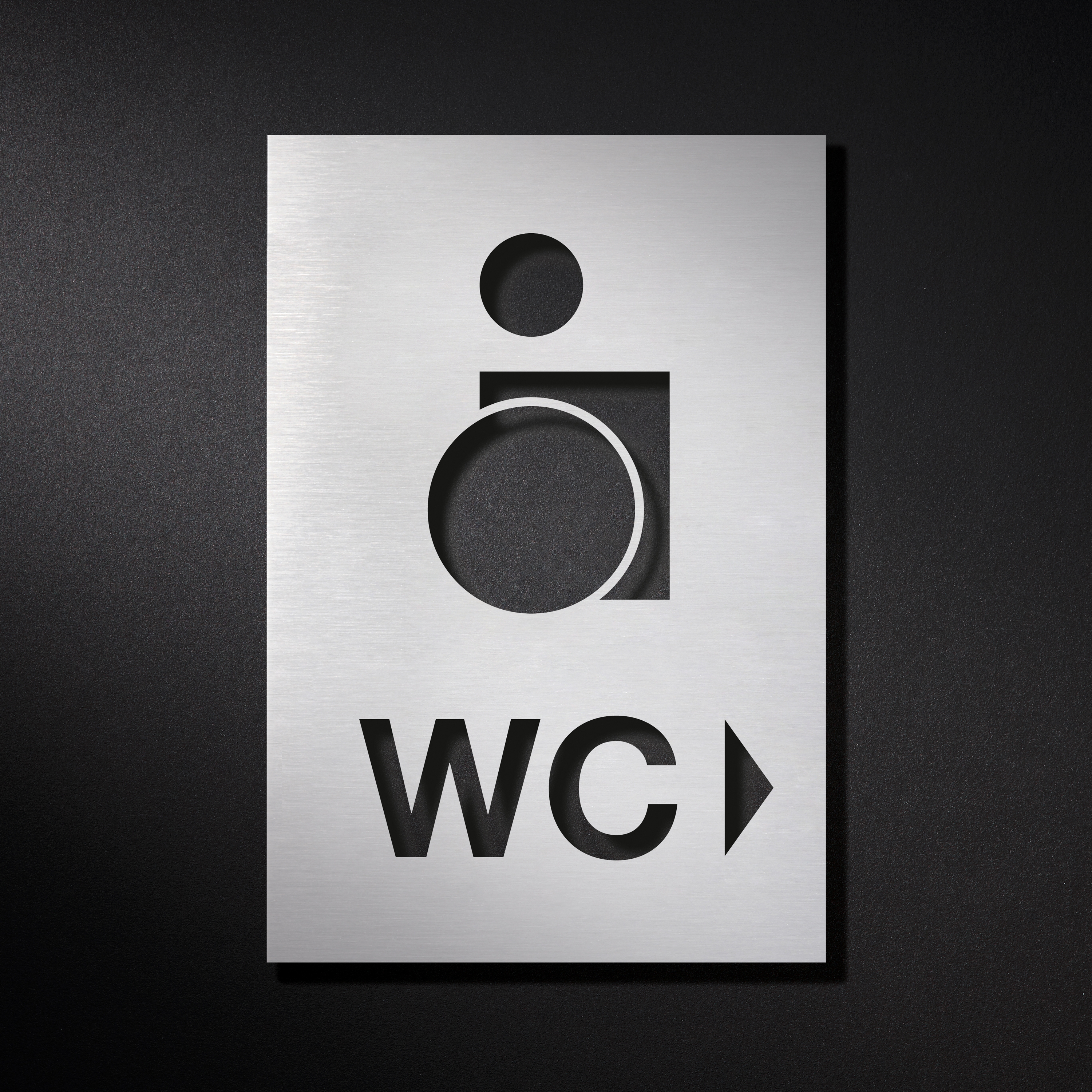 Display product WC sign combination, wheelchair with arrow pointing right from manufacturer PHOS Design