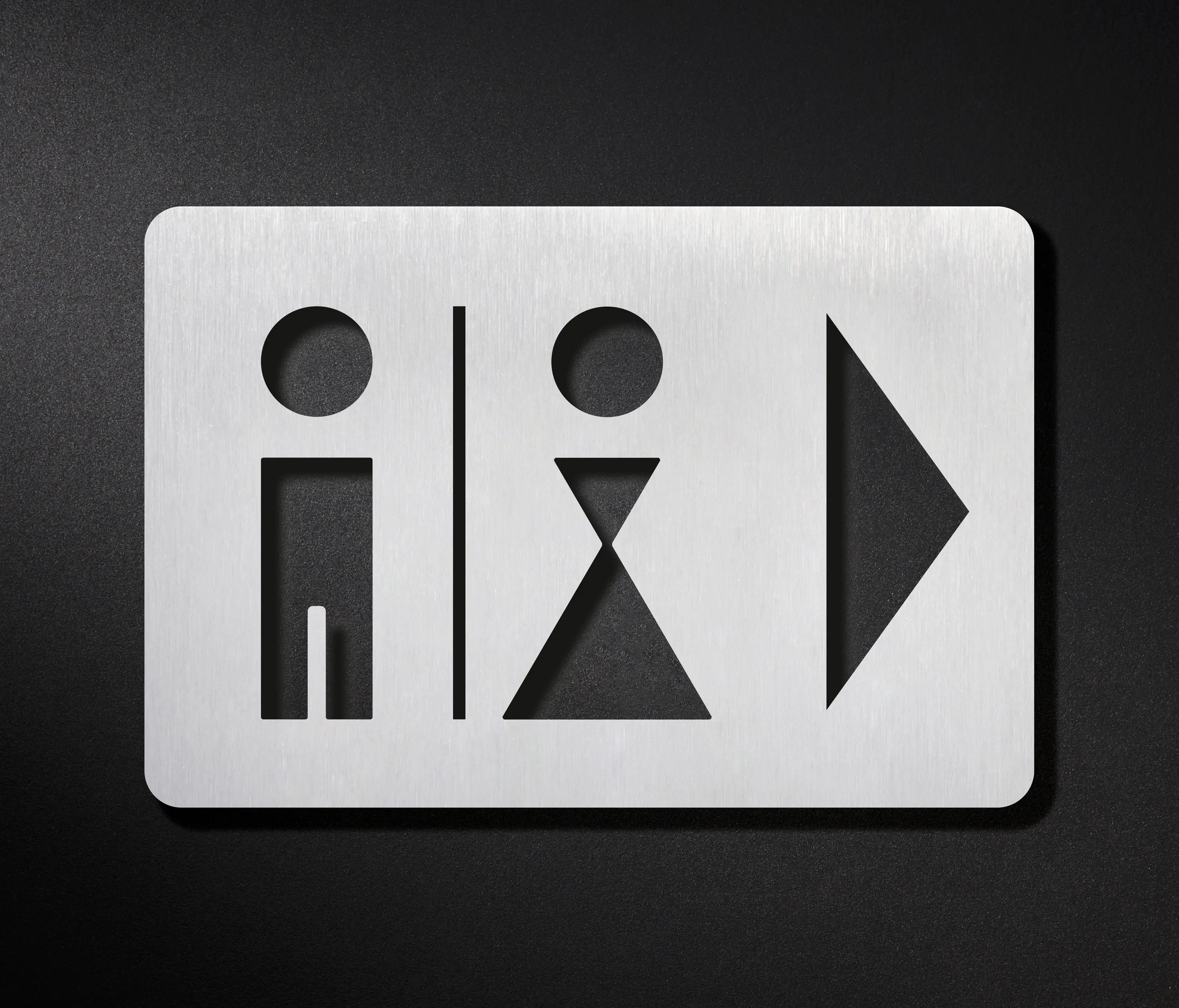 PHOS Design - WC Schild Herren Damen mit Pfeil nach rechts
