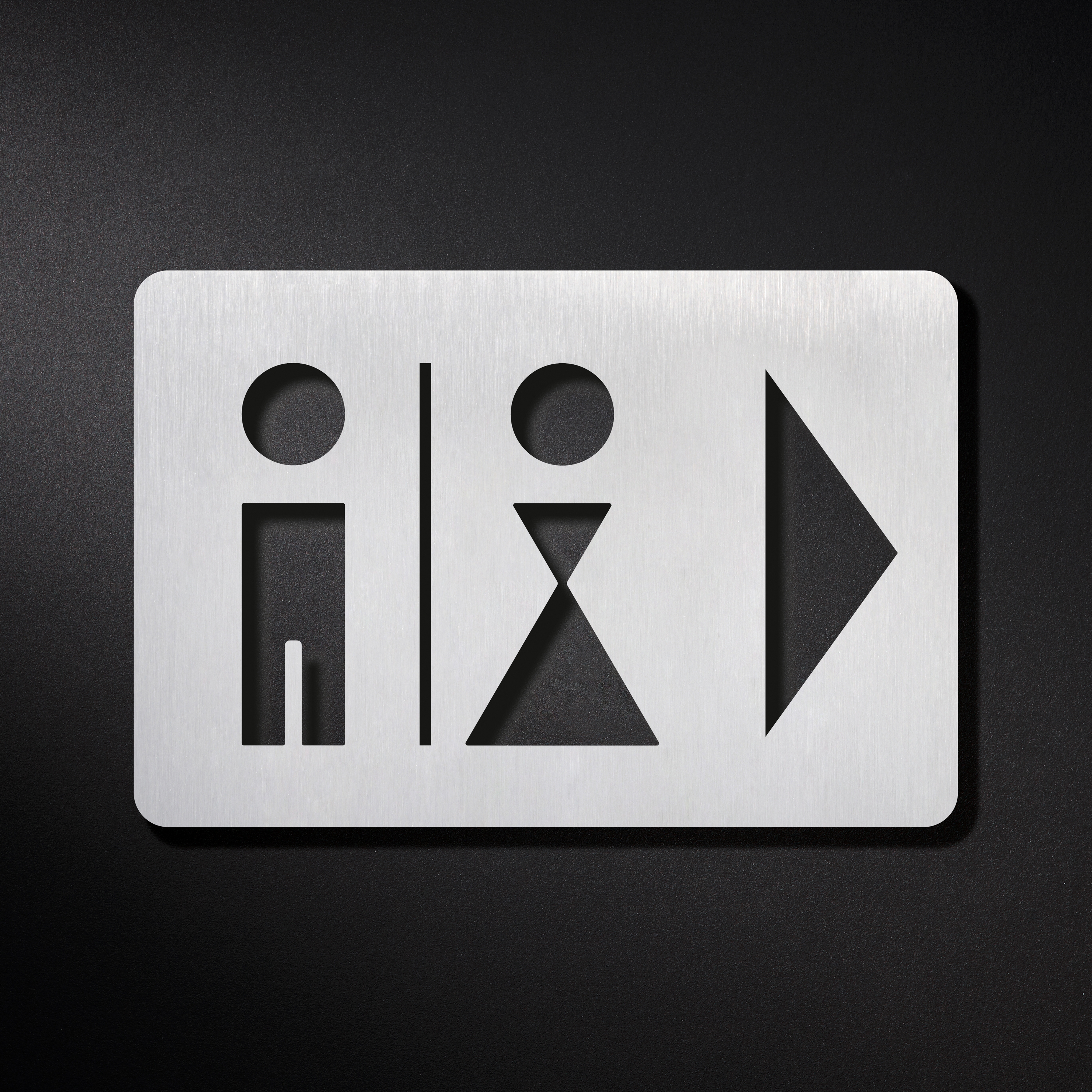 Produkt WC Schild Herren Damen mit Pfeil nach rechts des Herstellers PHOS Design anzeigen