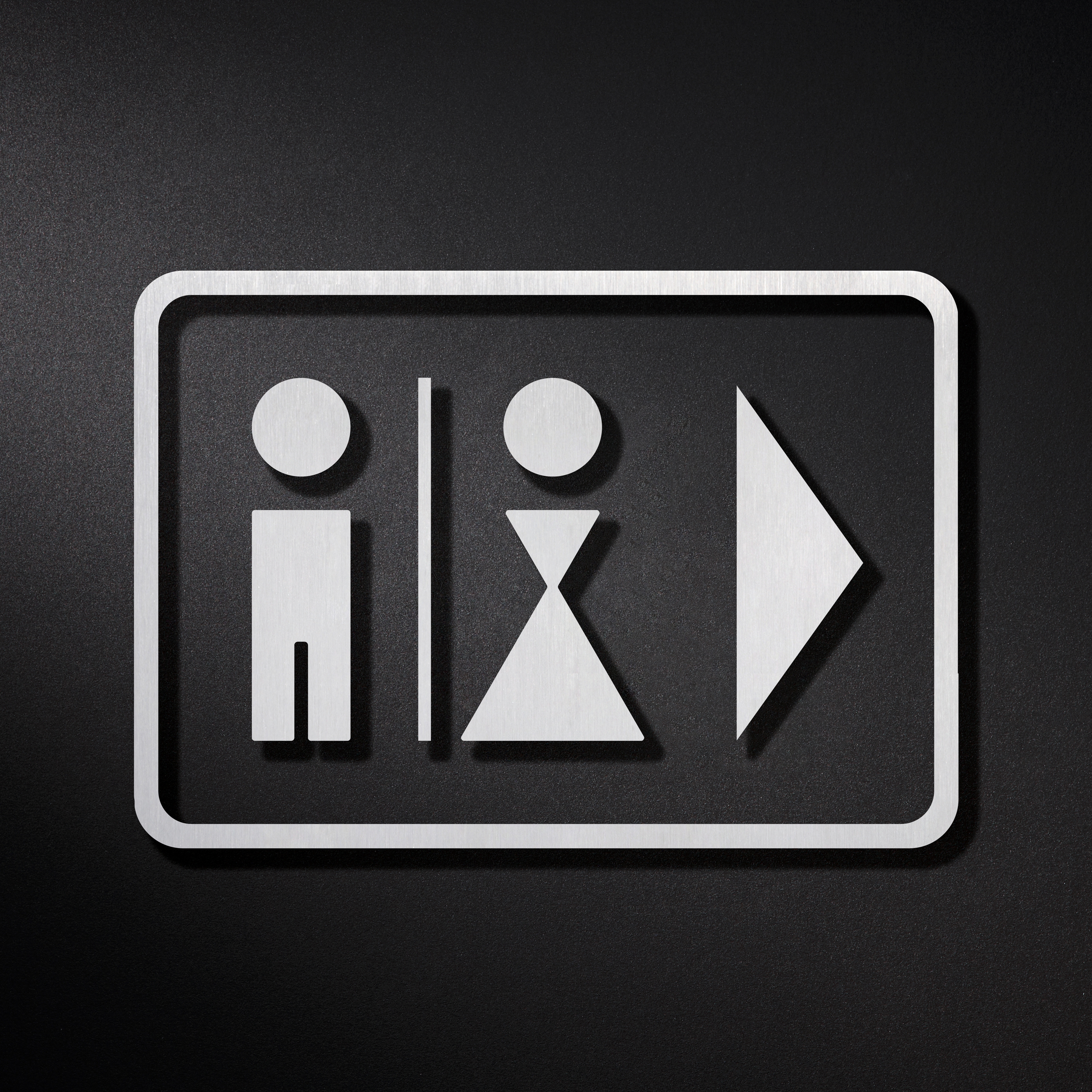 Mostra il prodotto Combinazione di pittogrammi WC con divisorio, freccia e cornice del produttore PHOS Design