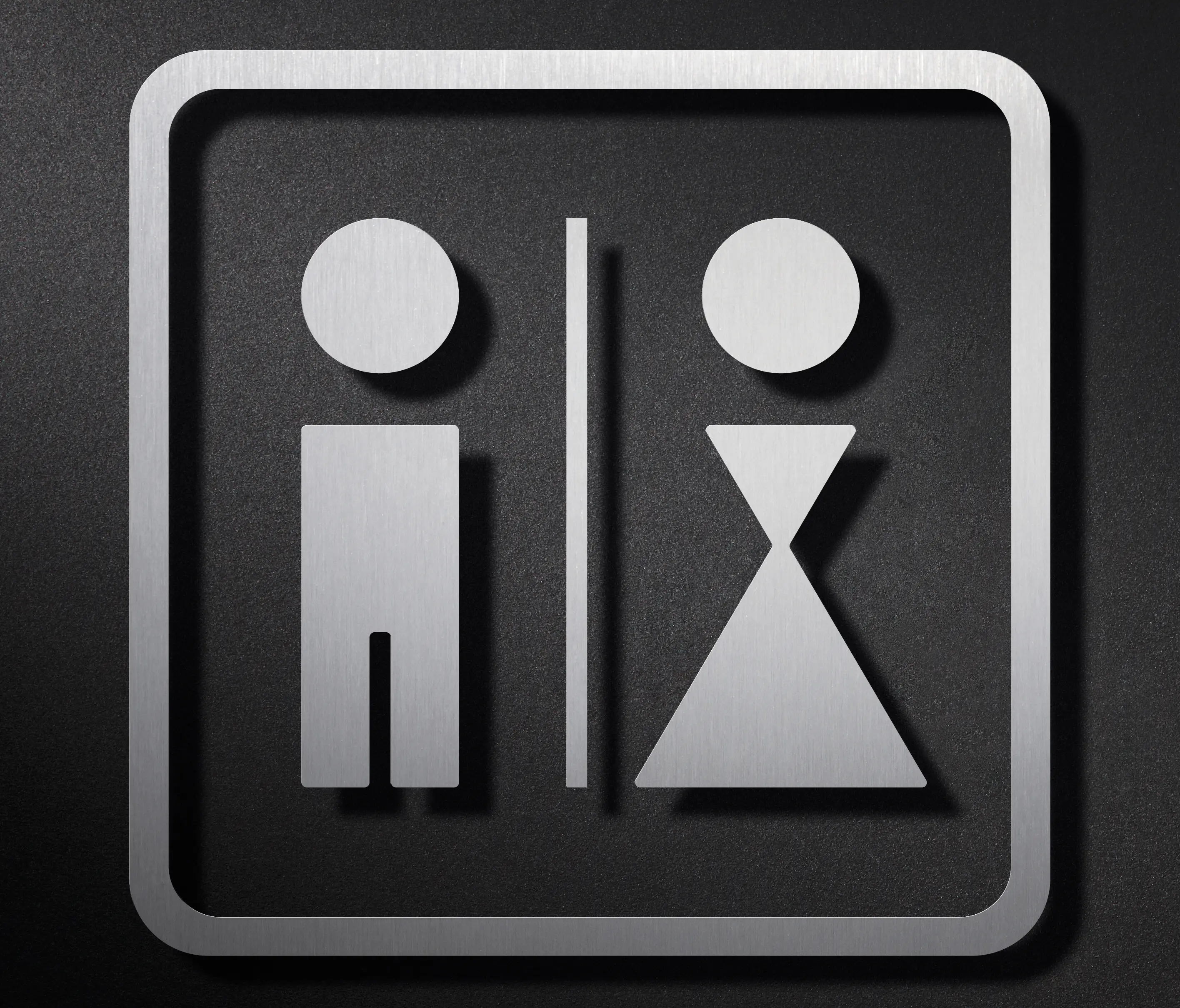 PHOS Design - Pittogramma WC per uomo e donna con divisorio e cornice