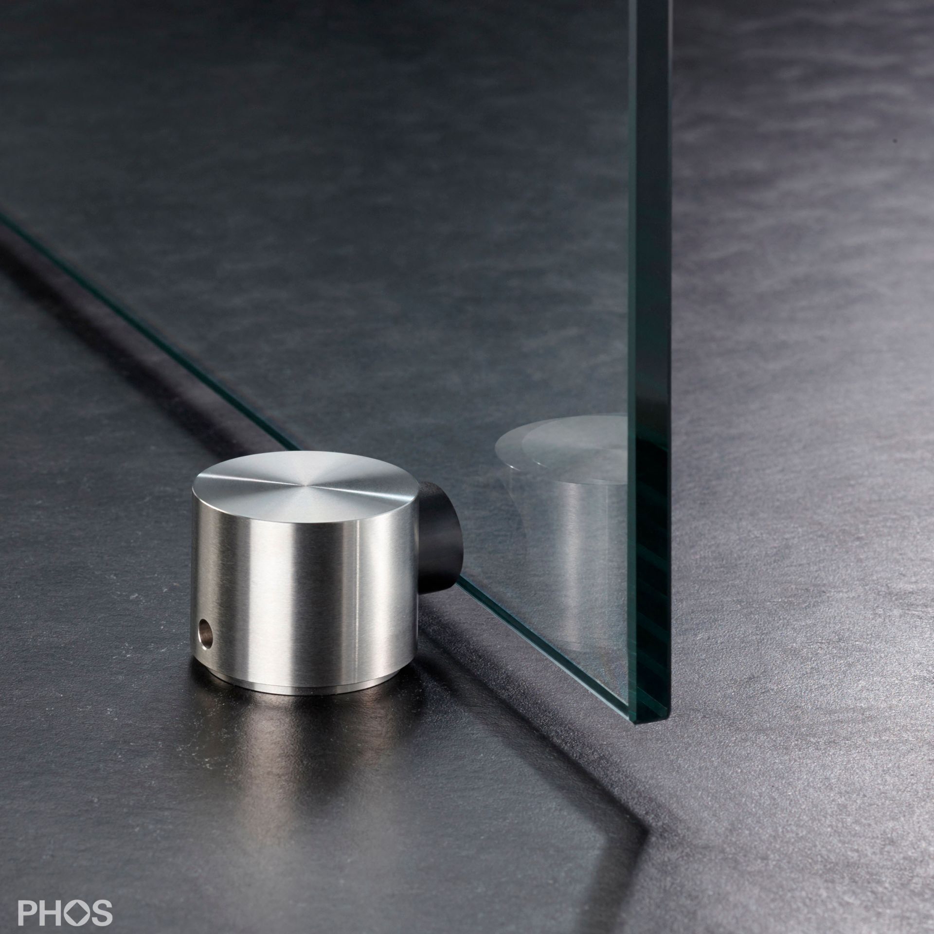 Display product Stainless steel door stopper with side buffer - 0.6 kg from manufacturer PHOS Design