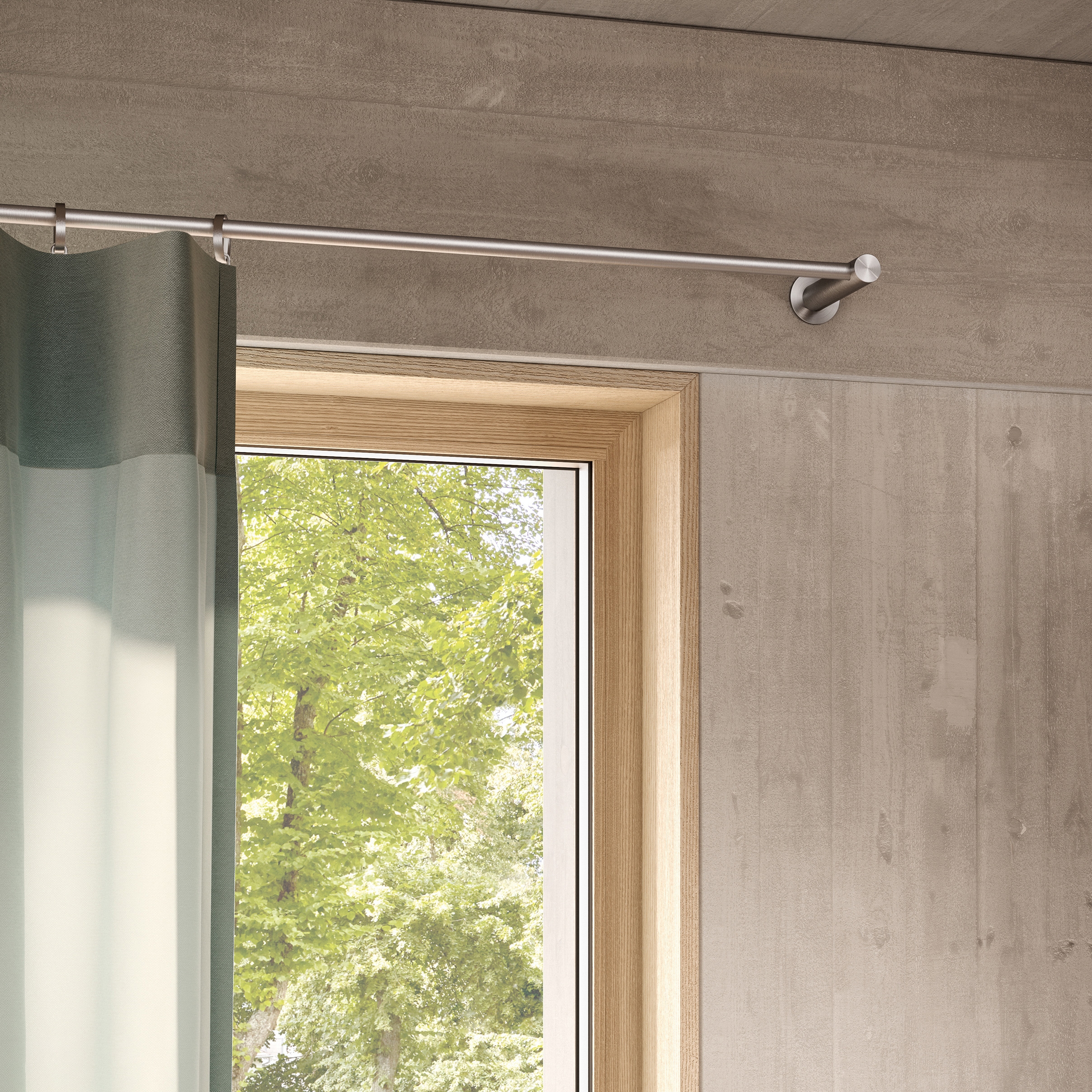 Display product Curtain rail 100 cm, set Ø12 mm, 2 end brackets (medium wall distance) from manufacturer PHOS Design