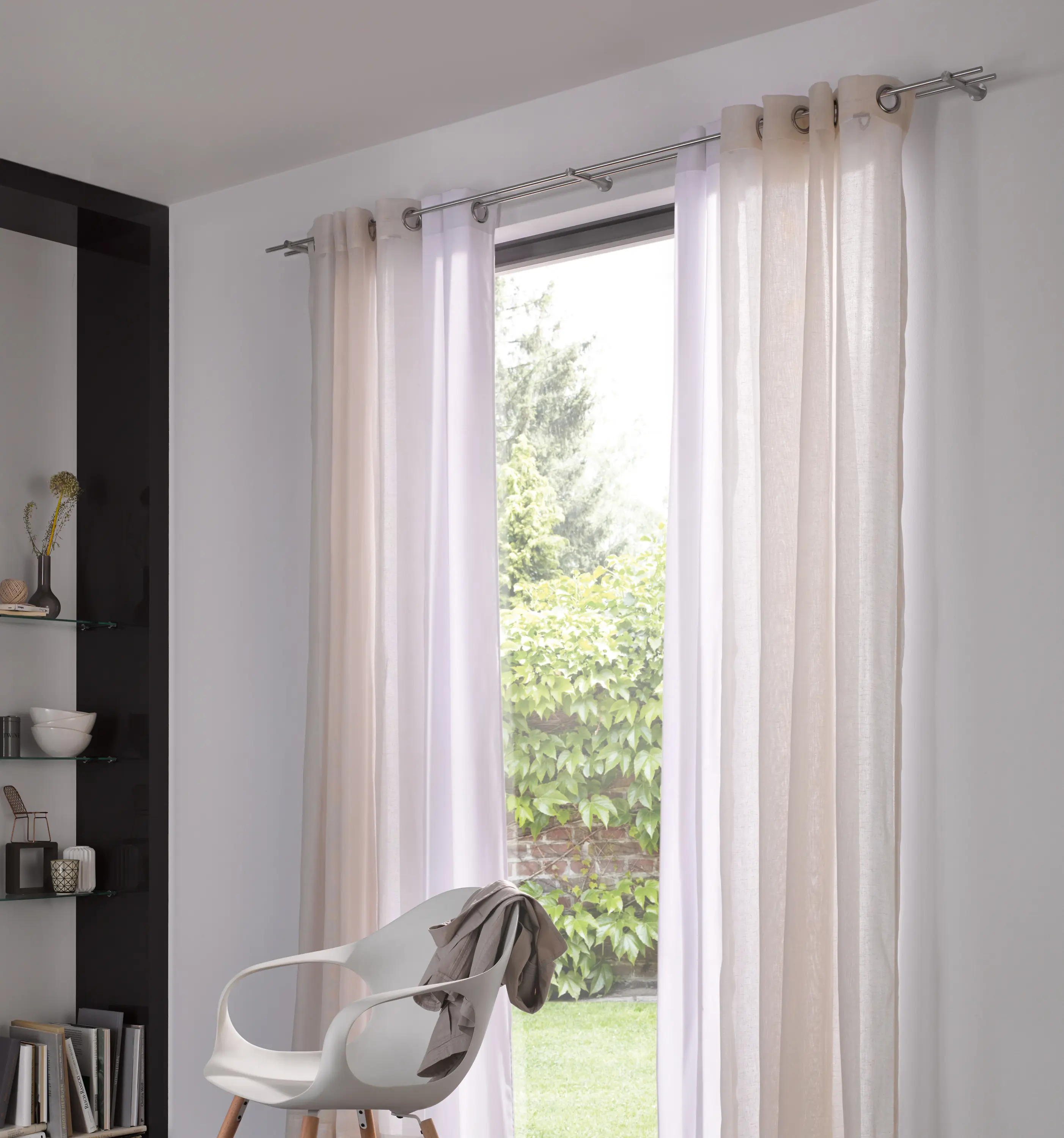 PHOS Design - Curtain rod 100 cm double-running, set Ø12 mm, 2 holders