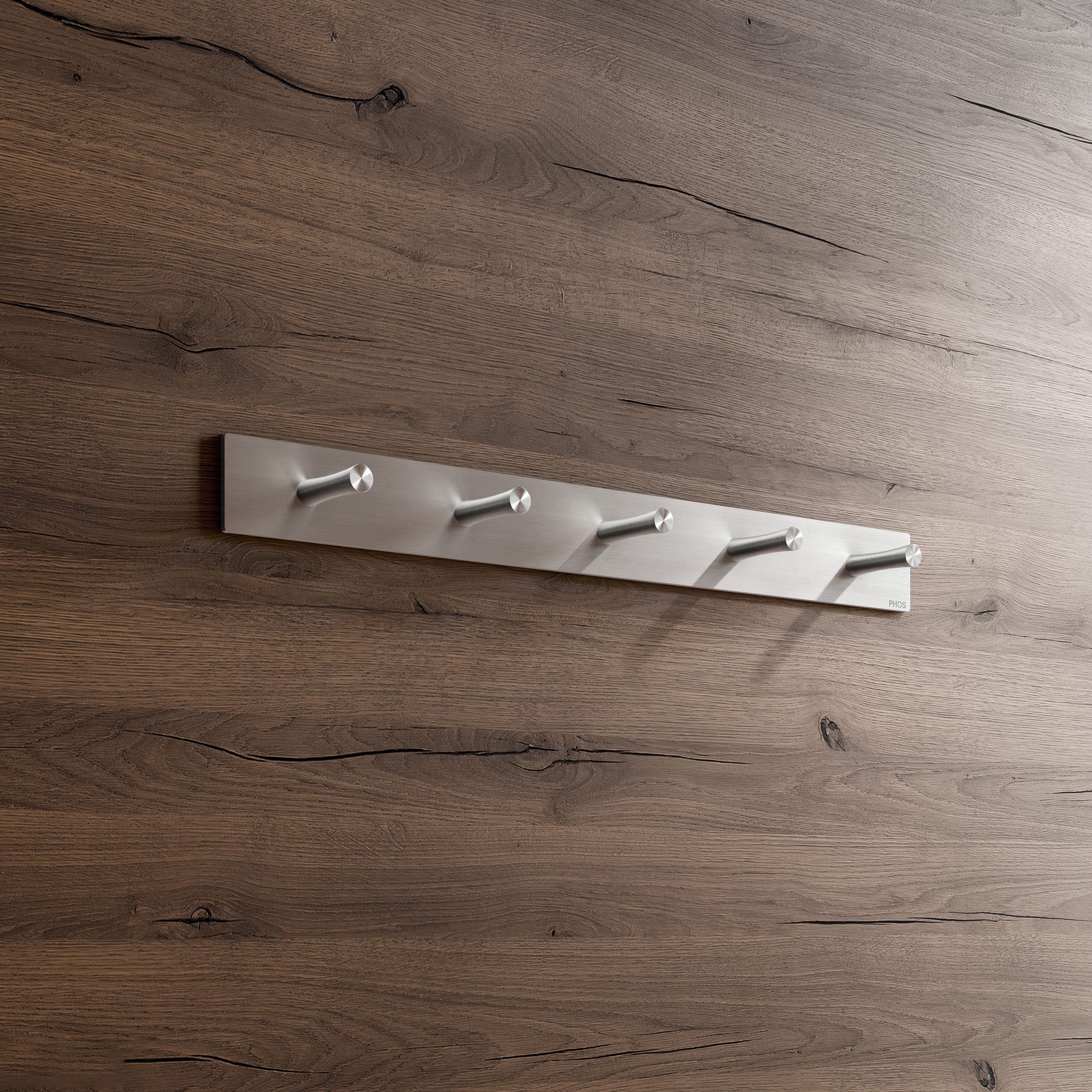 Display product Wardrobe rail, purist - 50 cm, 5 flow hooks from manufacturer PHOS Design