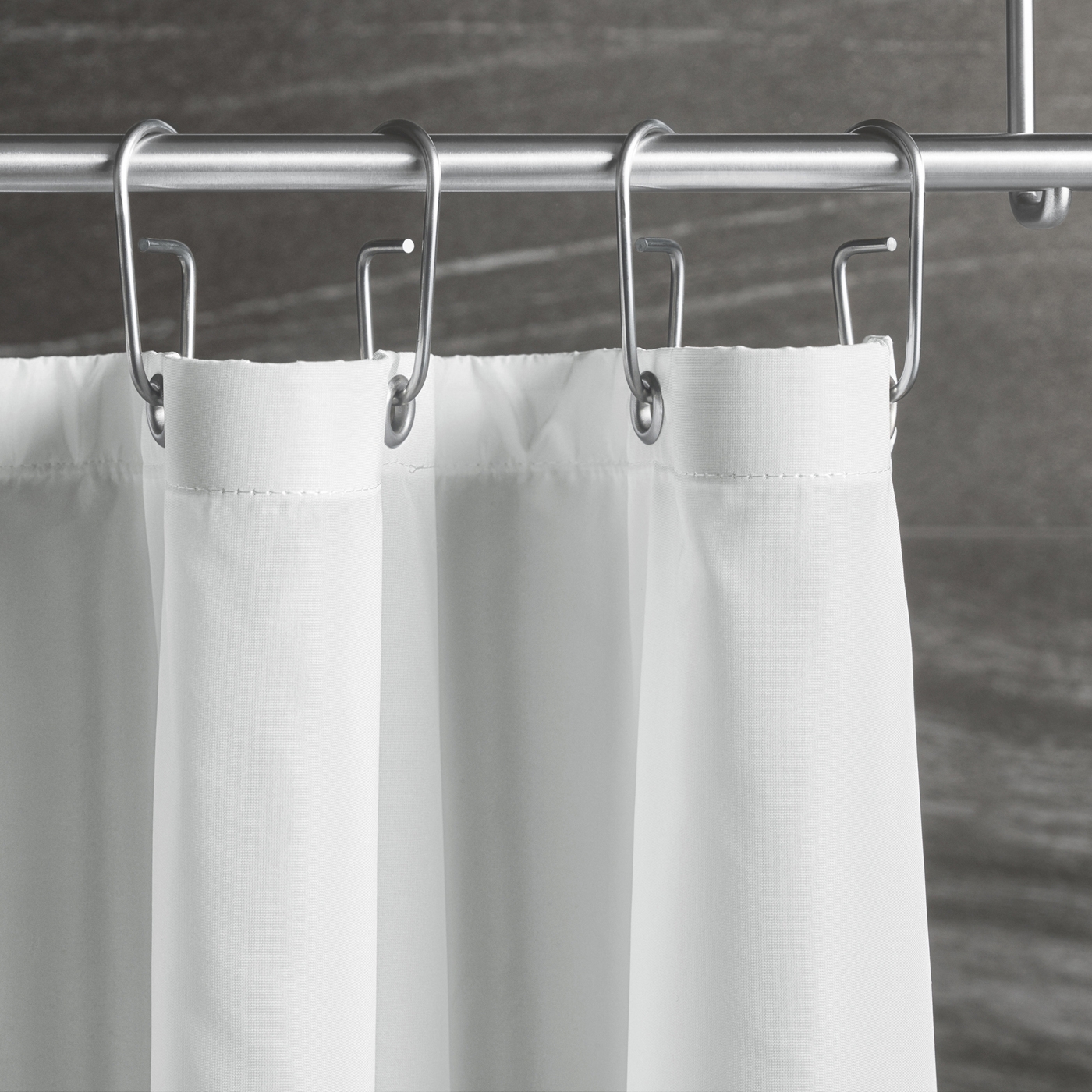 Display product LOLA textile shower curtain 200 x 180 cm in white from manufacturer PHOS Design