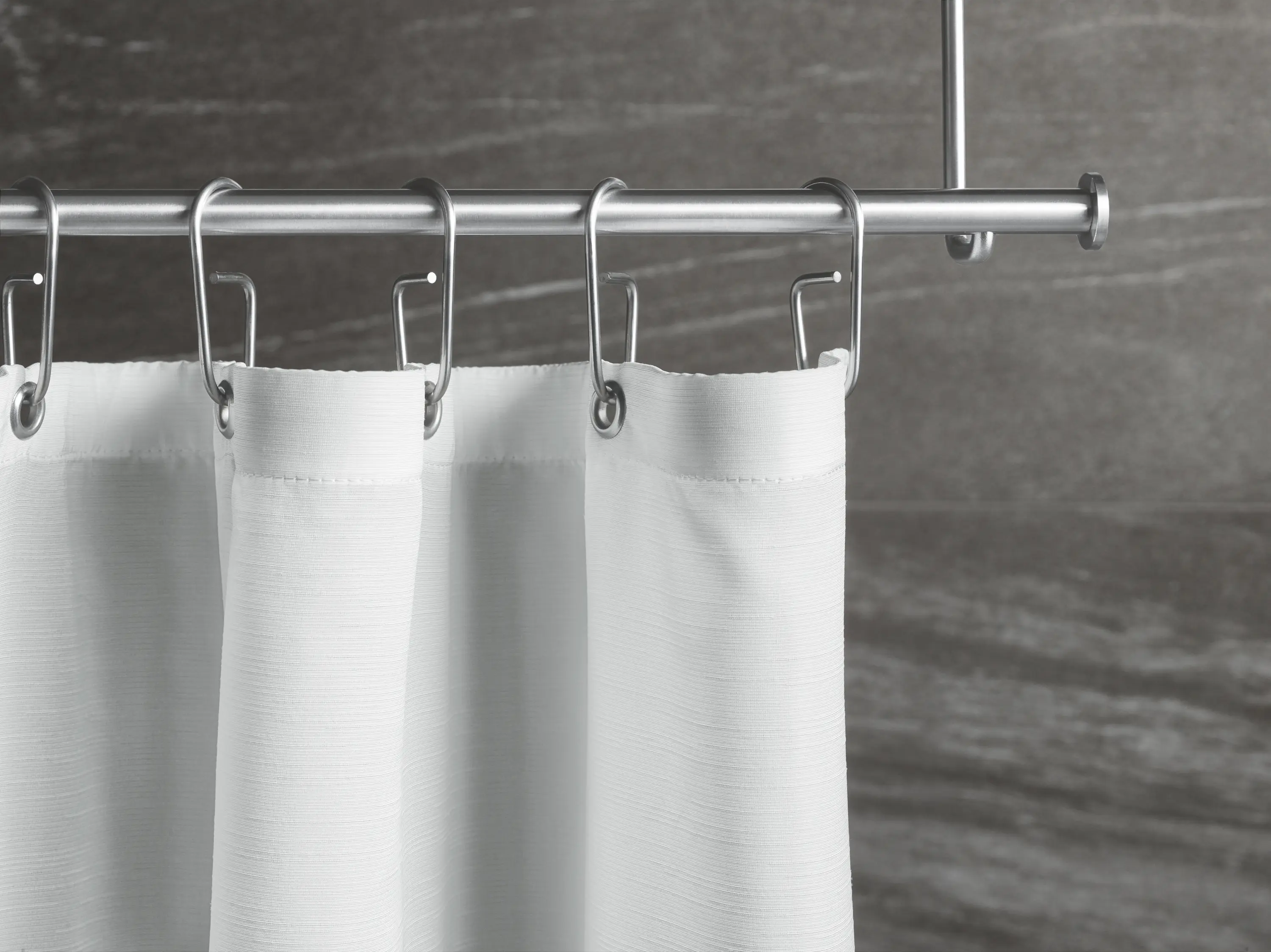 PHOS Design - Tenda da doccia in tessuto LikeLinen, tipo lino 200 cm x 180 cm in bianco