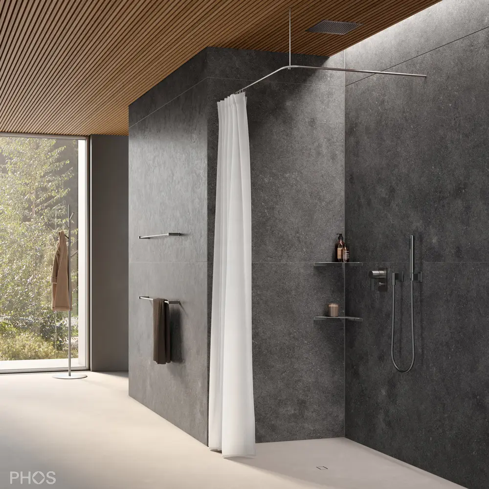 PHOS Design - Screwed L-shaped shower curtain rails