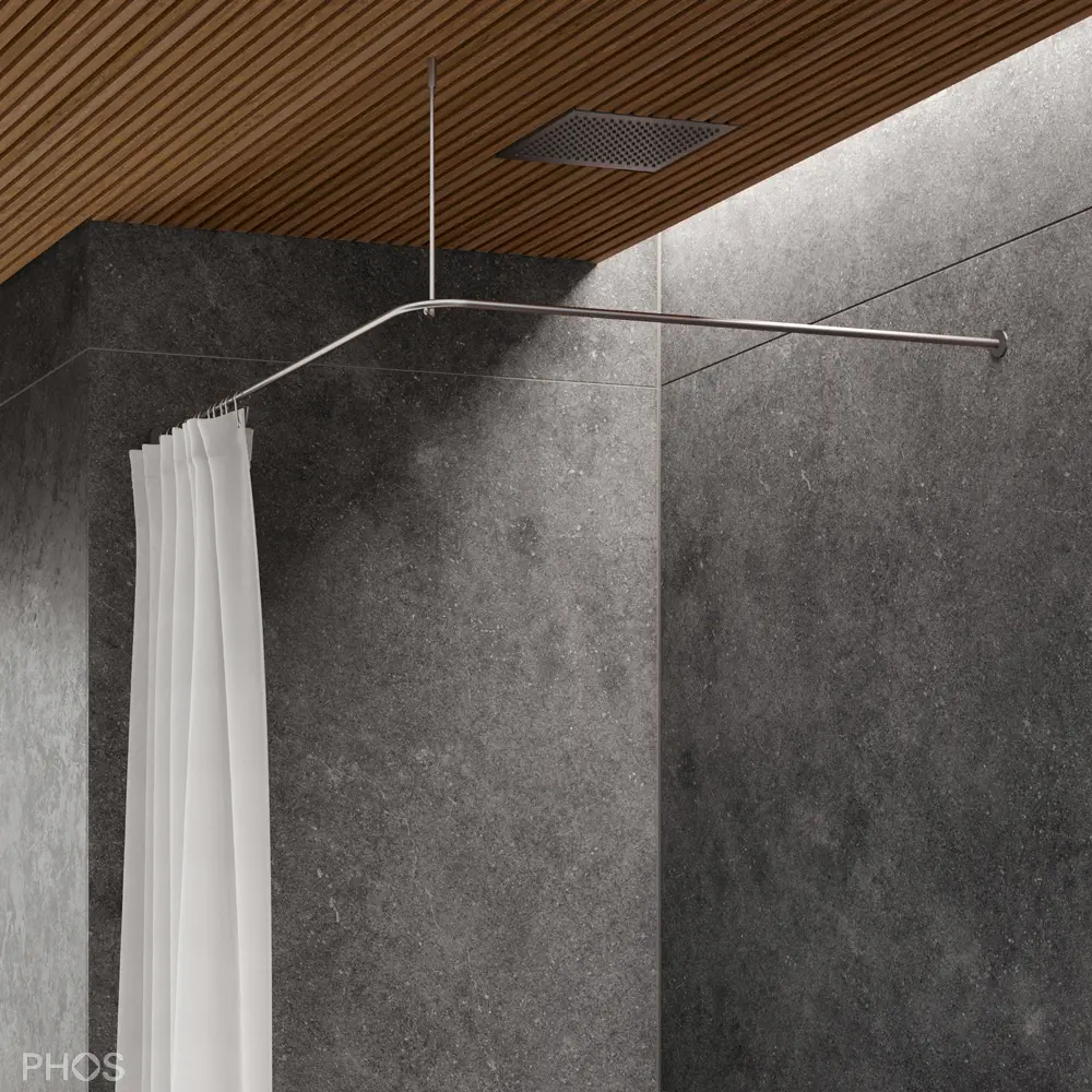 PHOS Design - Wall-mounted shower curtain rails L-shape