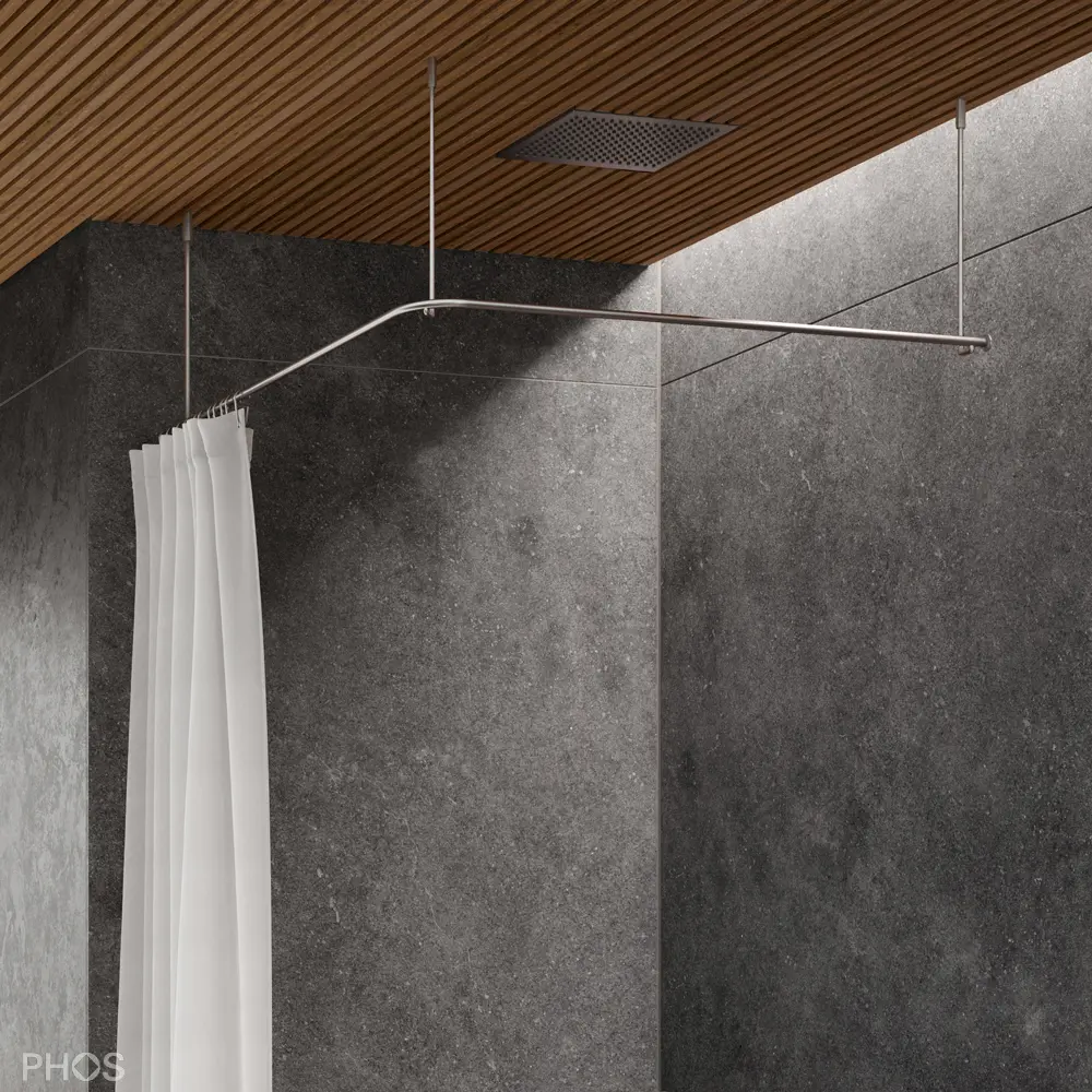 PHOS Design - Free-hanging shower curtain rails L-shape (ceiling mounting)