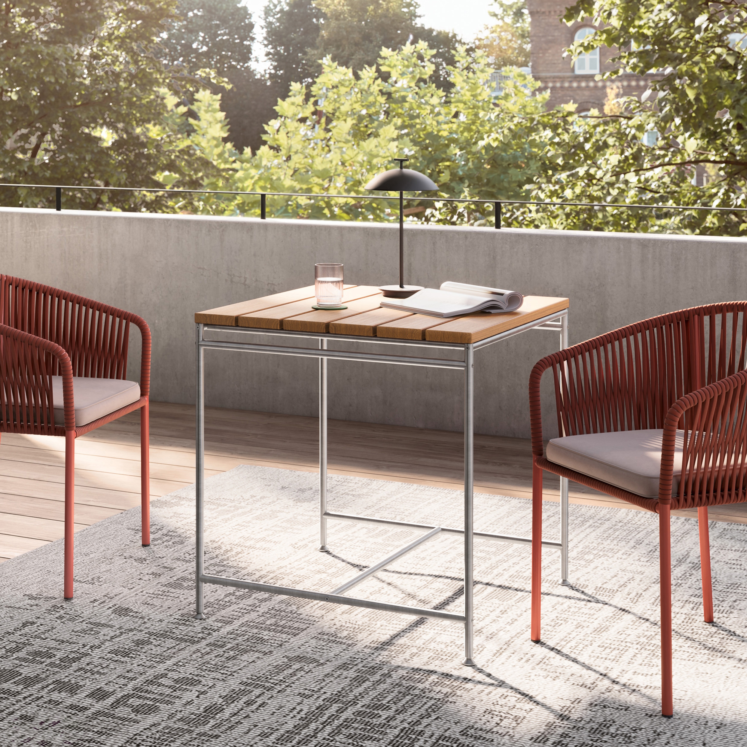 Display product Square table made of stainless steel & teak from manufacturer PHOS Design