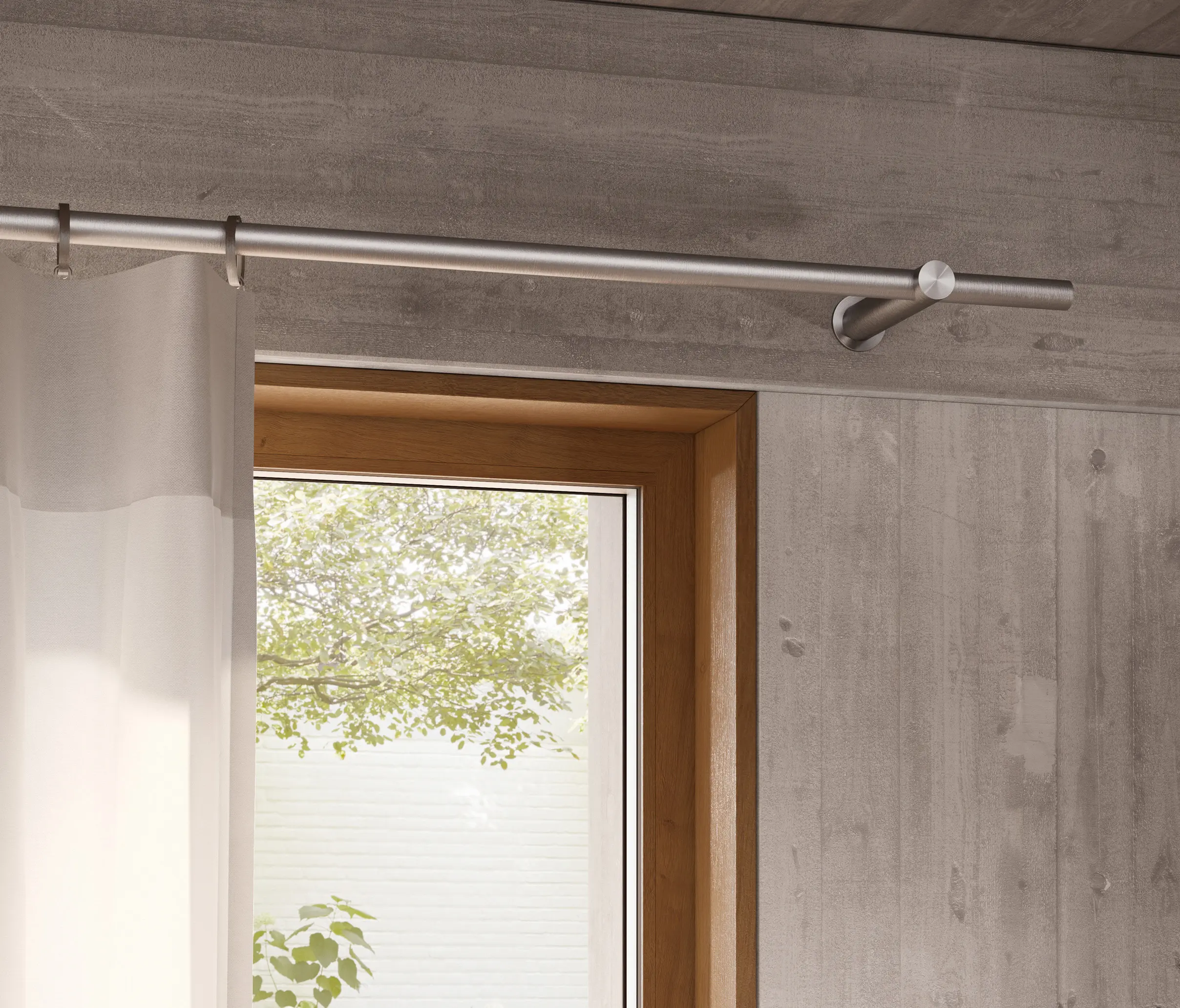 PHOS Design - Vorhangstange Ø20 mm: Länge 100 cm Set, Wandabstand 12 cm, 2 Halter