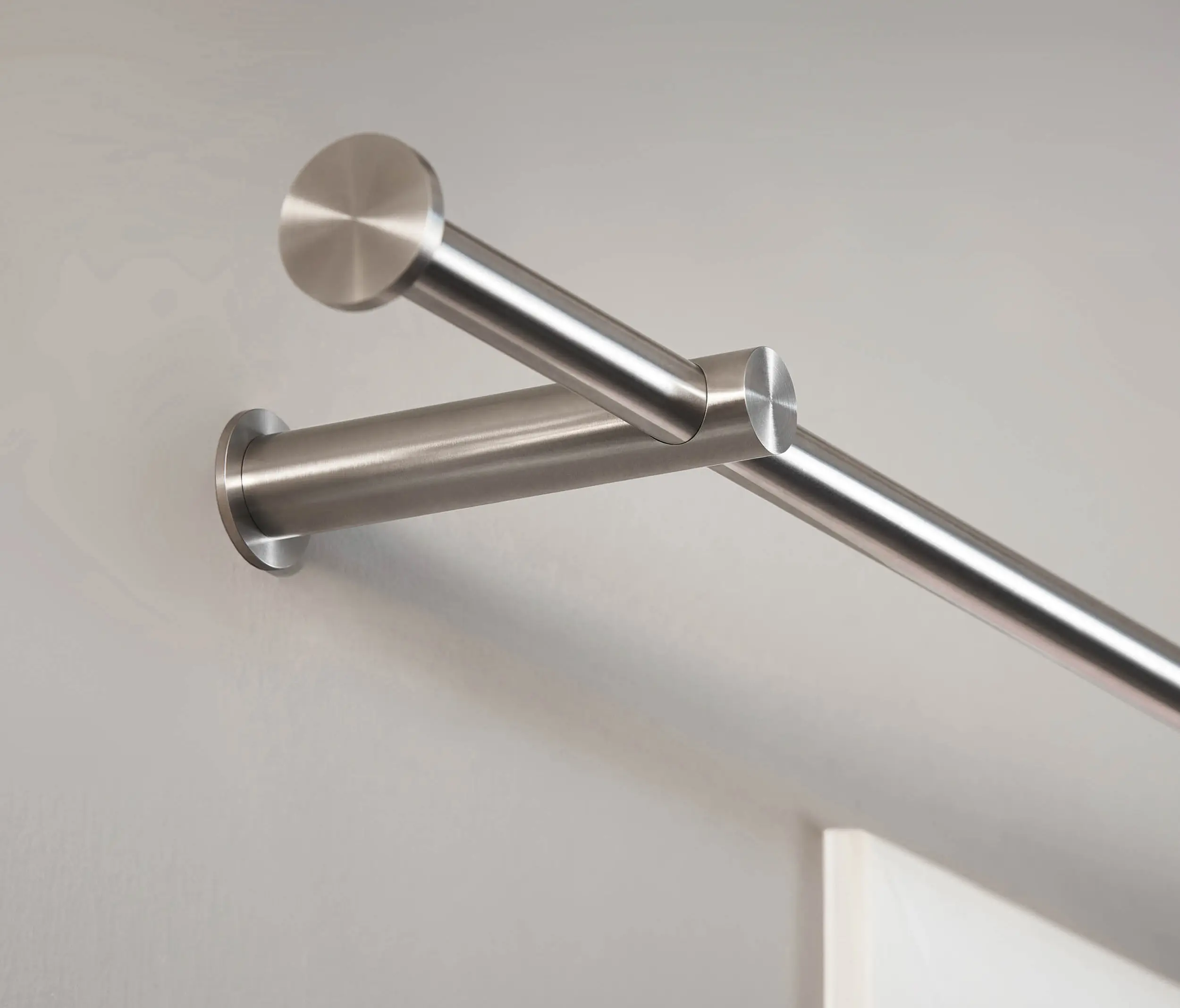 PHOS Design - Curtain rail Ø20 mm: Length 100 cm set, wall distance 12 cm, 2 holders, with end cap