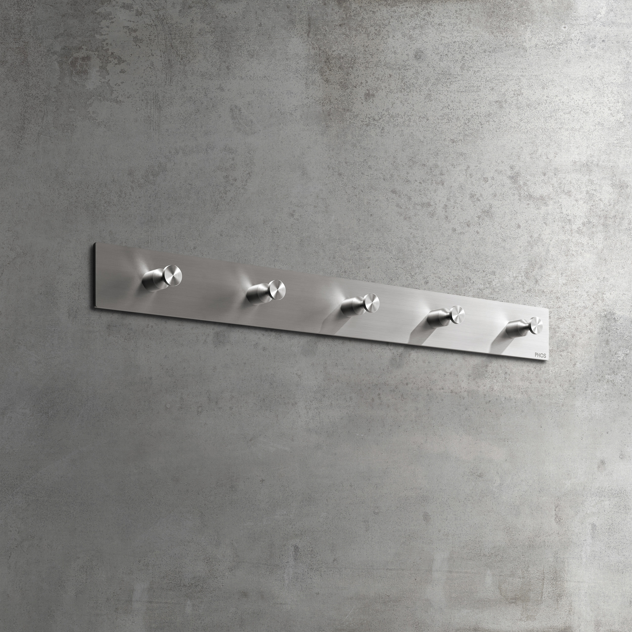 Vertoon produk Towel rail, plain, 50 cm, 5 conical hooks van vervaardiger PHOS Design